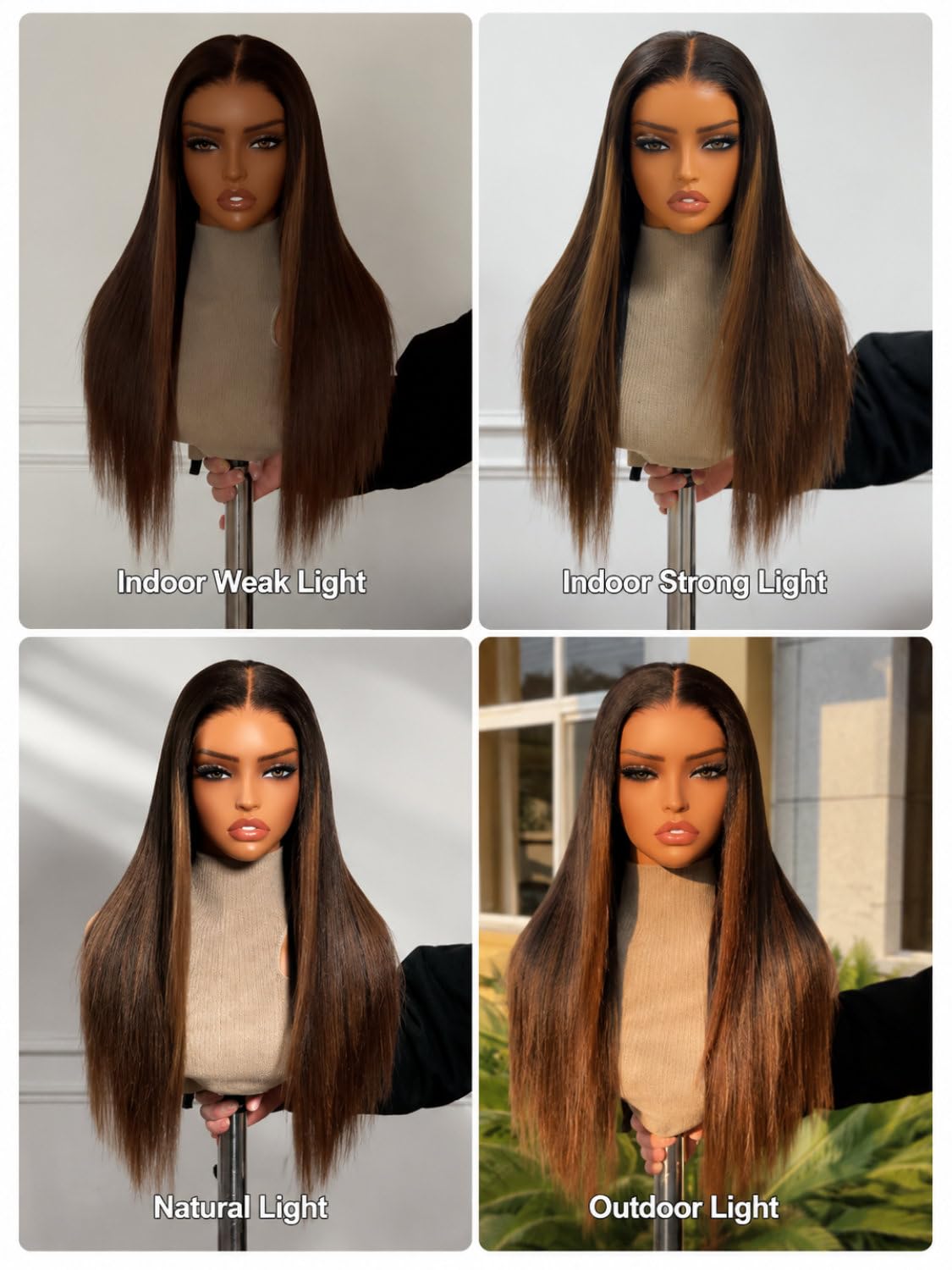 Beauty Forever Light Yaki Straight Glueless Wigs Human Hair Pre Plucked Pre Cut Black to Chestnut Brown 7x5 Bye Bye Knots Lace Front Wear and Go Drawstring Wig Beginner Friendly 150% Density 18inch