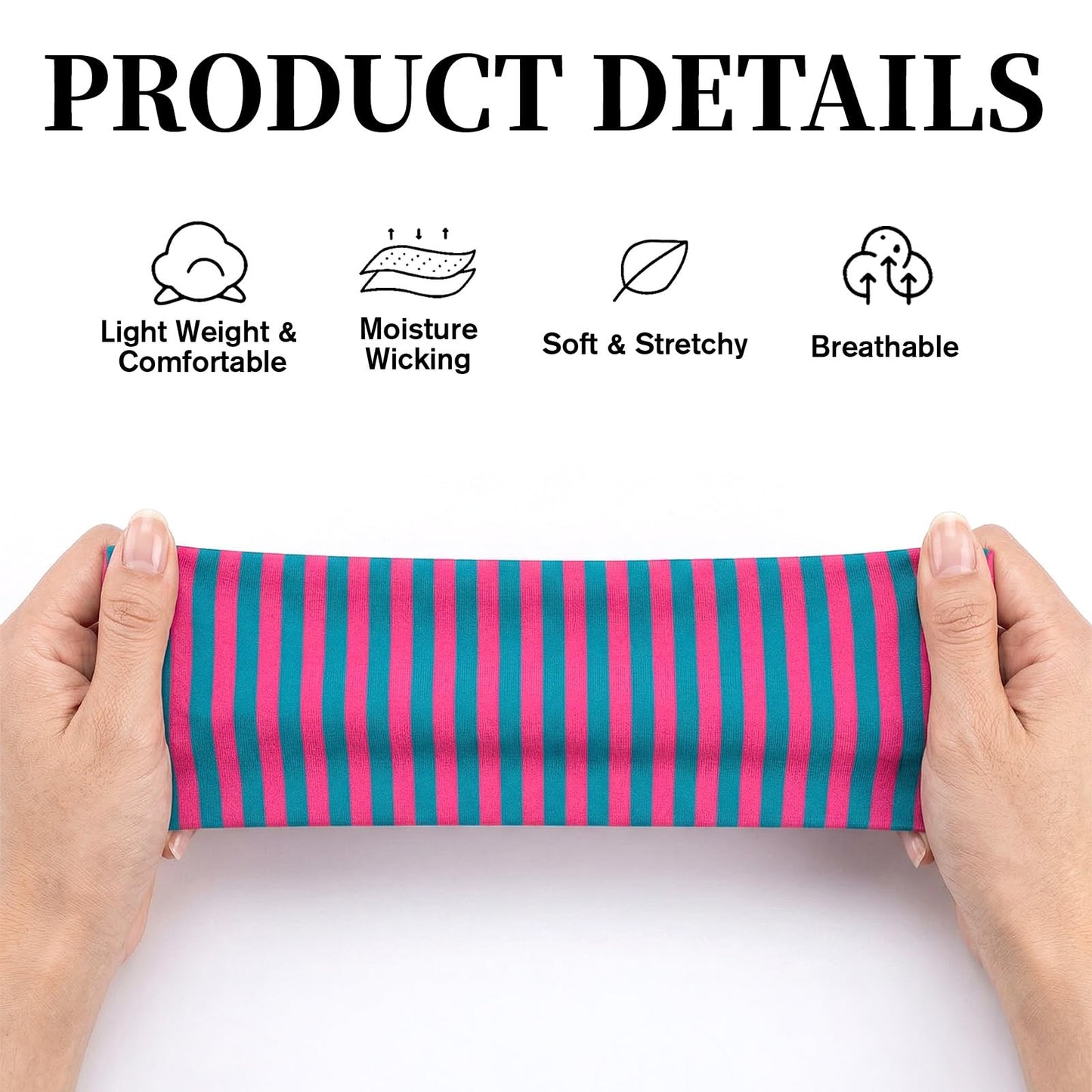 4 Pcs Striped Headband, Elastic Thick Wide Headband, Non Slip Soft Cute Headbands for Everyday Wear Sports Yoga Running and Other Occasions