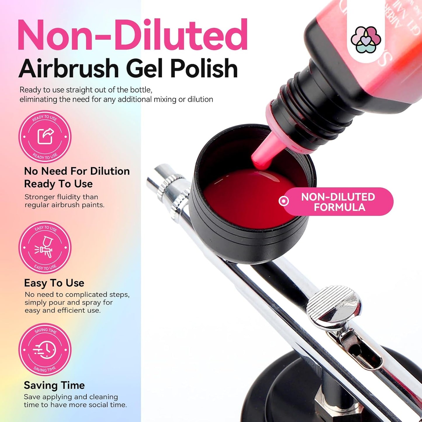 Airbrush Gel Nail Polish - Hema-Free Colorful 12-Color Set | 15ml Non-Acetone for DIY Salon & Party Nail Art