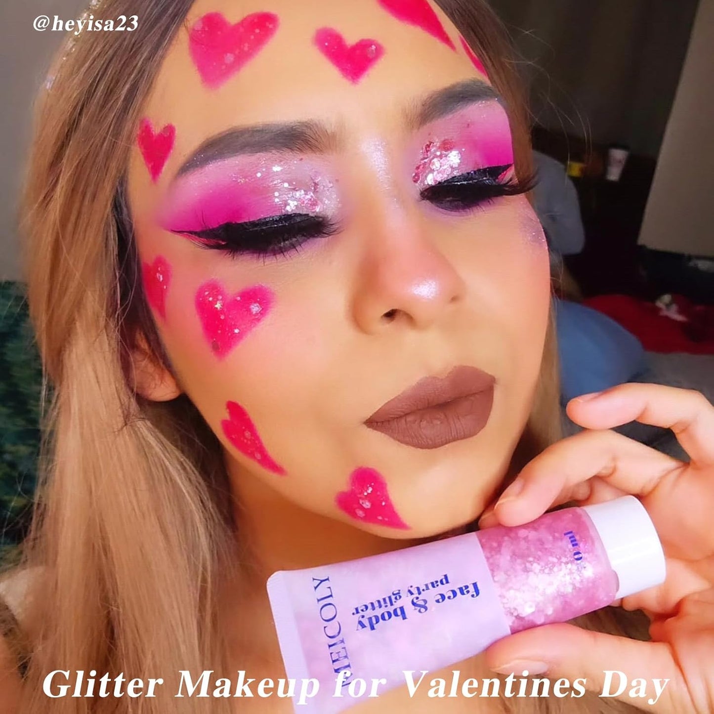 Pink Face & Body Glitter - Sparkly Hair & Makeup for Kids | Self-Adhesive Mermaid Glitter for Concerts & Halloween