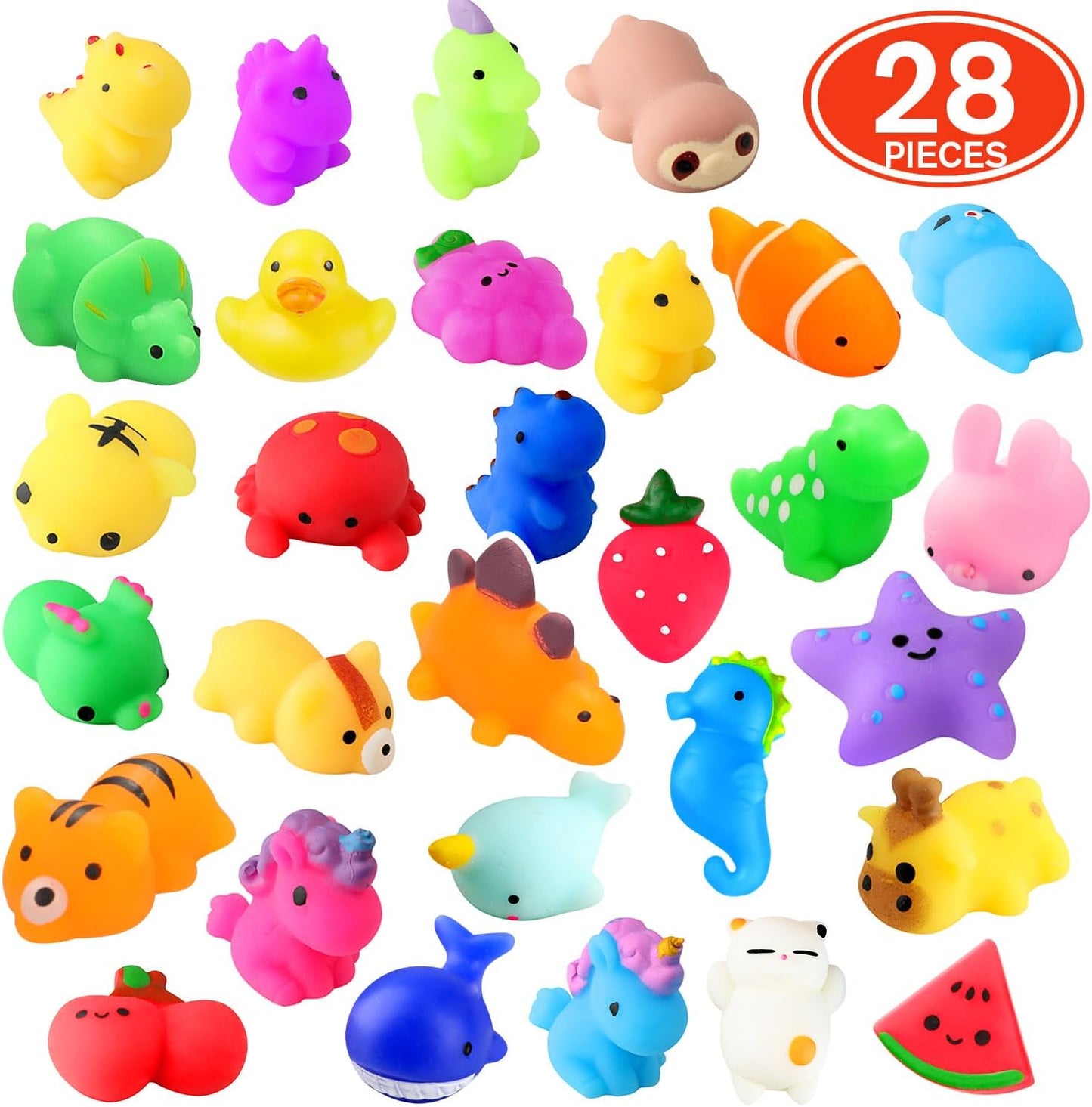 Mochi Squishy Toys - 28 Pack Kawaii Cat Slow Rising Animals | Perfect Party Favors & Stress Relievers