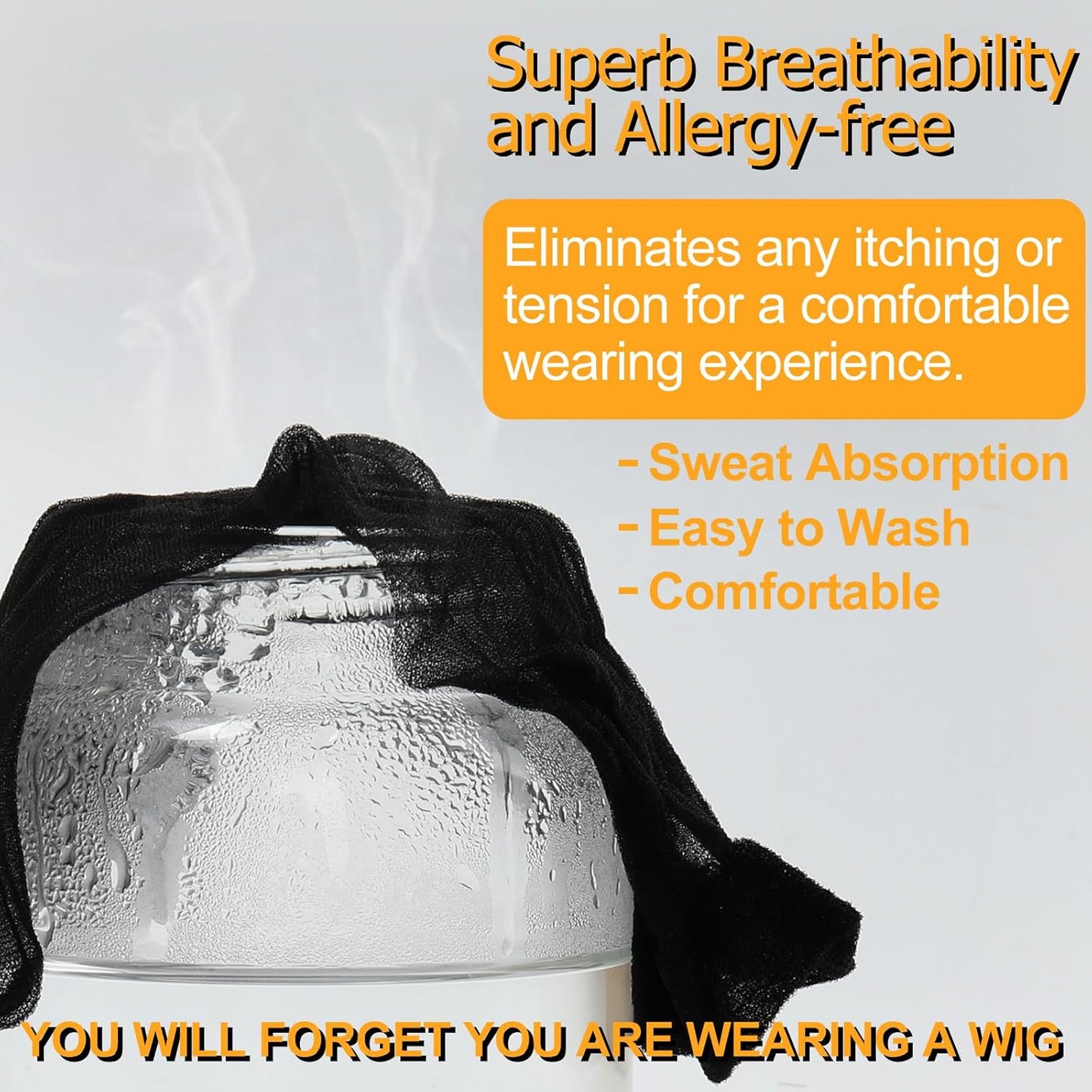 Black Skinlike HD Wig Cap - 24 Ultra-Thin Stretchy Stocking Caps | Invisible & Breathable for Lace Front Wigs