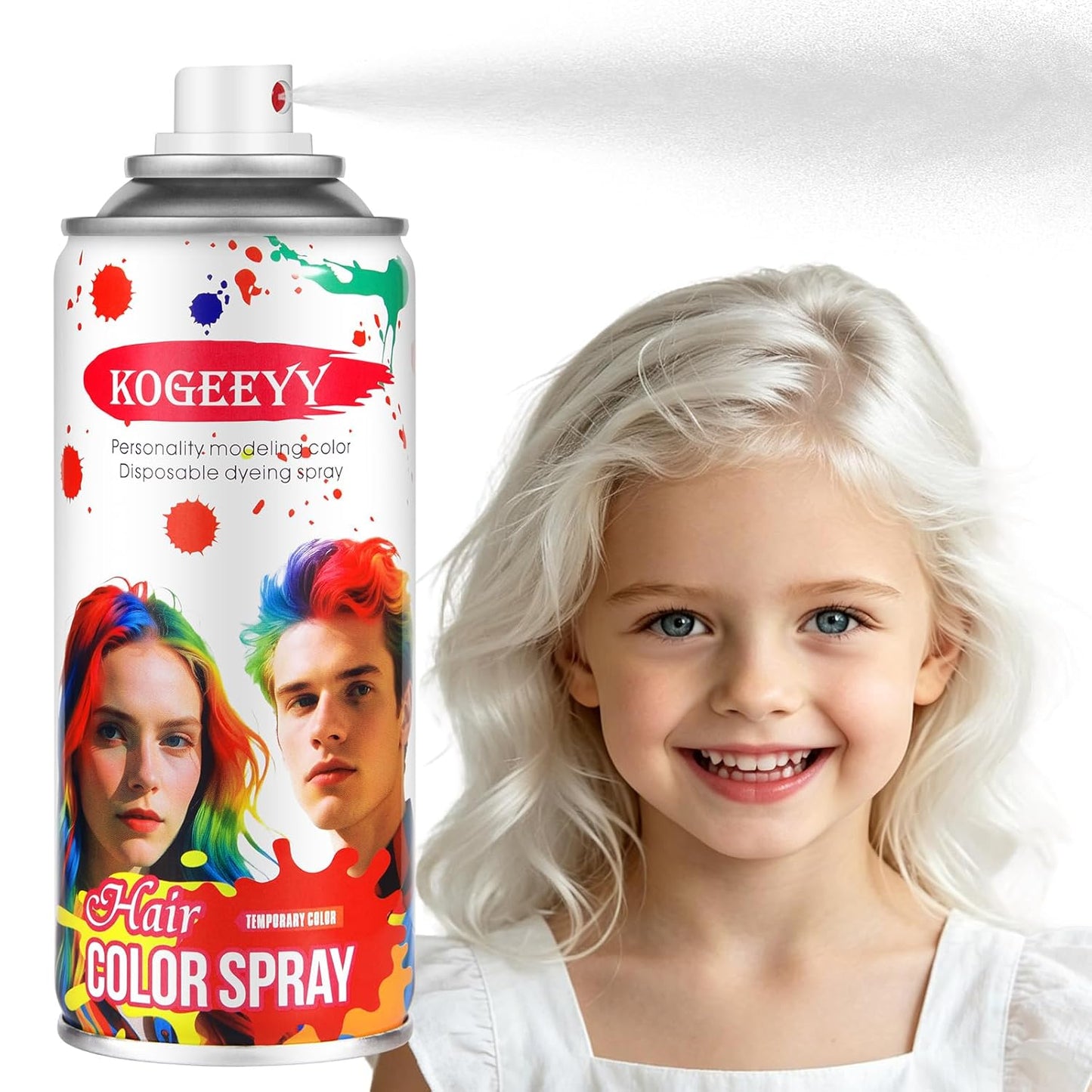 Temporary White Hair Spray Color - Washable Dye for Kids & Adults | Perfect for 4th of July, Cosplay & Festivals (4.06 oz)