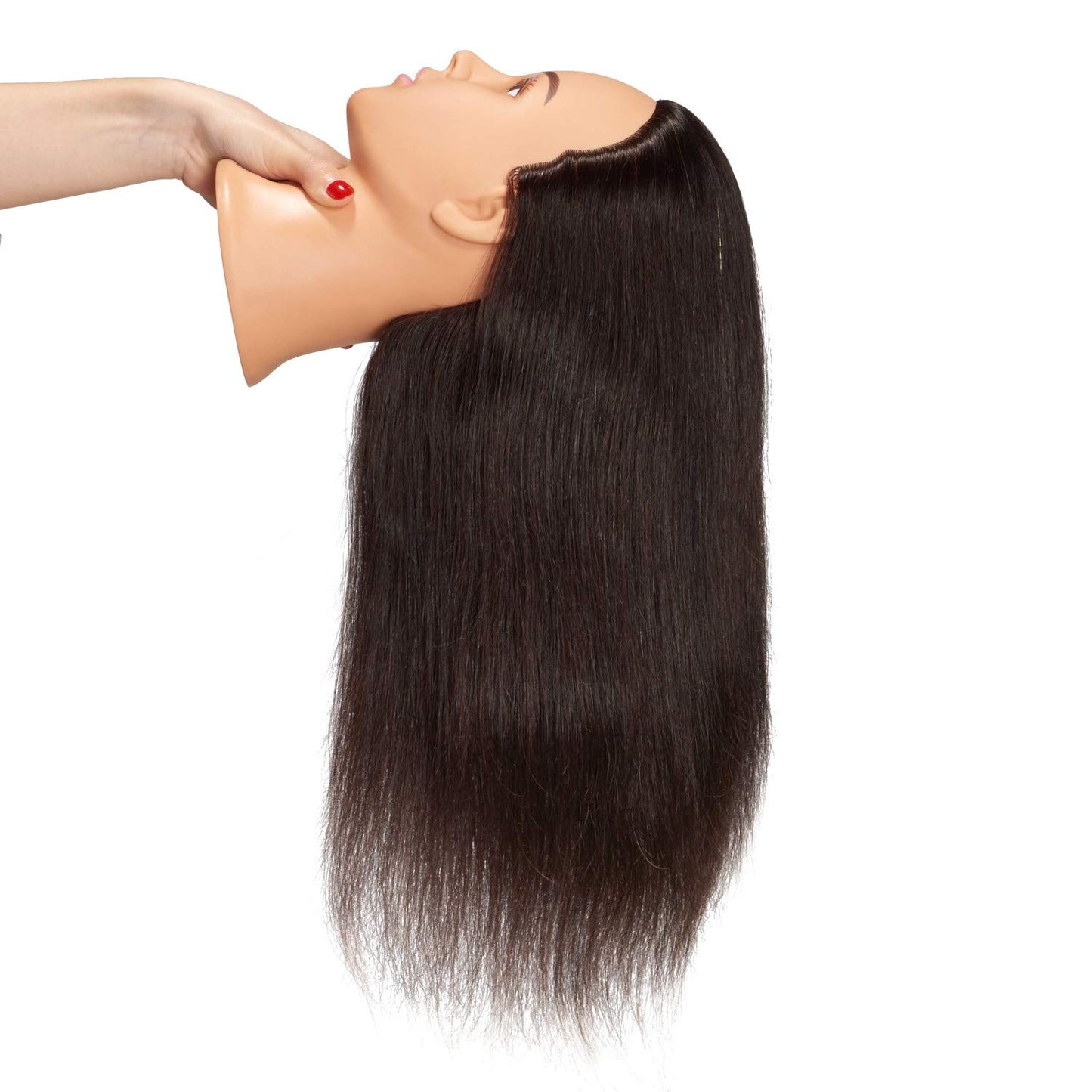 Hairingrid Mannequin Head - 20-22” 100% Human Hair Training Head with Clamp Holder