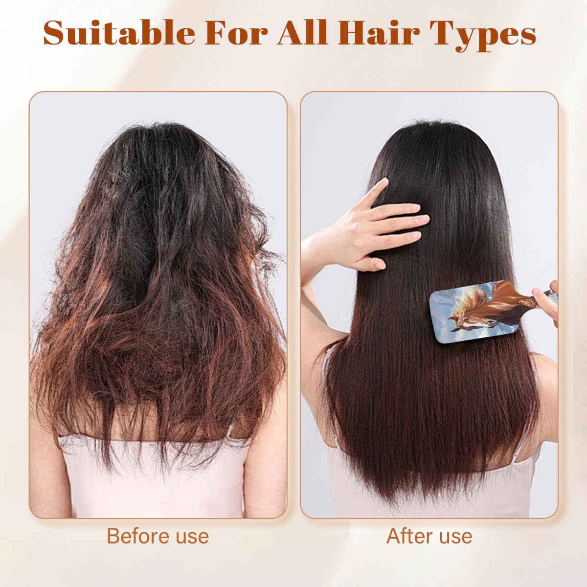 Yeahhhlife Curly Hair Brush, Running Horse Snow Mountain Detangler Brush with Ultra-Soft Bristles, Detangling Hairbrush for Curly, Straight, Damaged Hair