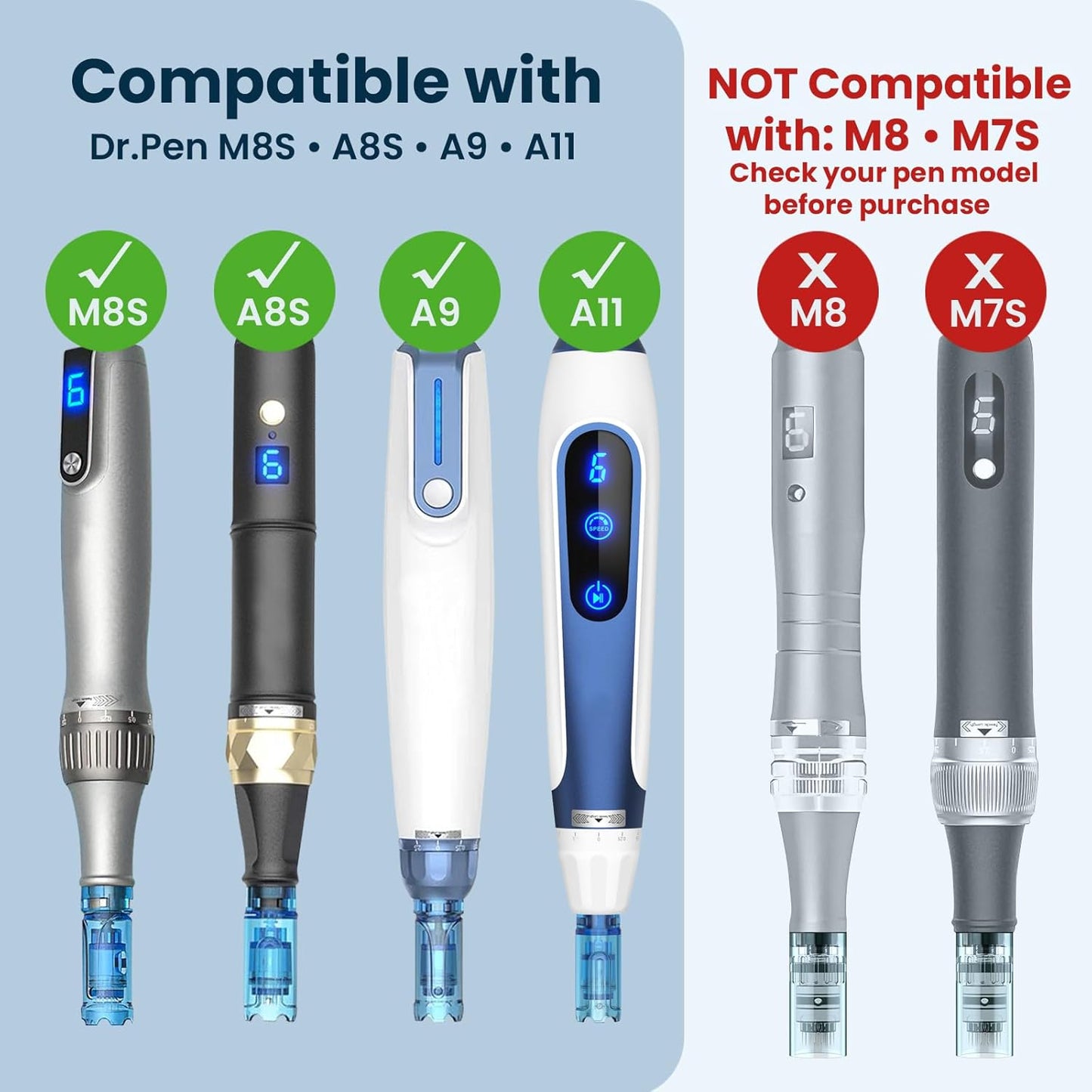 Microneedling Pen Cartridges - 15 Pcs Nano A11/M8S | 0.25mm for Home Use
