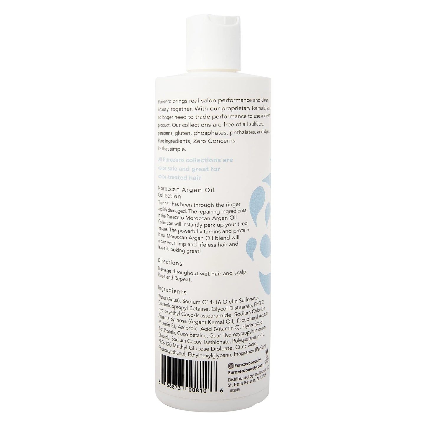 Purezero Moroccan Argan Oil Shampoo & Conditioner set - Repair Damaged Hair - Fight Dandruff & Frizz - Zero Sulfates, Parabens, Dyes, Gluten - 100% Vegan & Cruelty Free - Great For Color Treated Hair