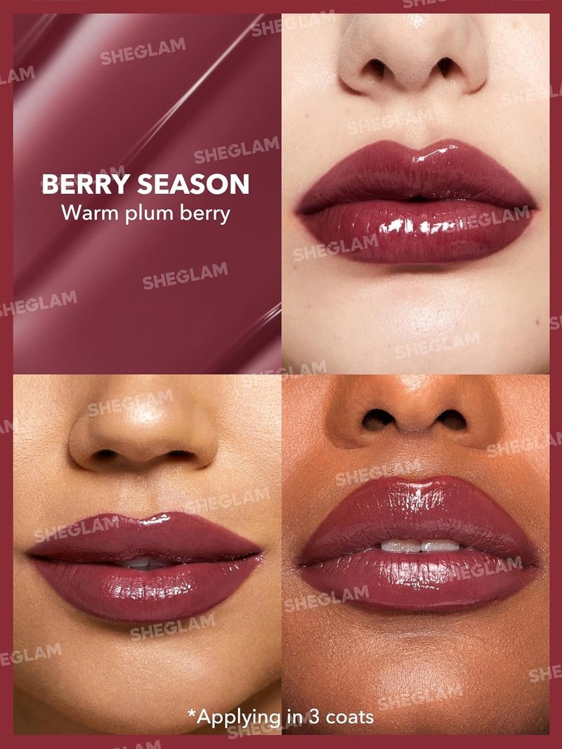 Moisturizing Solid Lip Gloss - Non-Sticky Lipstick with Coconut Oil | Berry Season