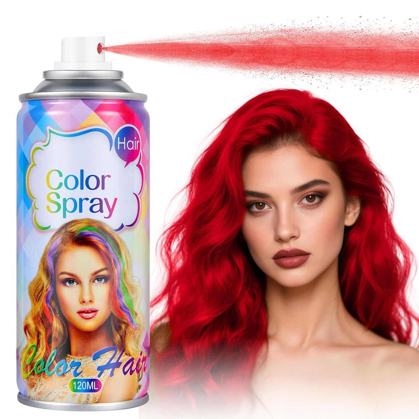 Red Temporary Hair Color Spray - Washable One-Day Use Hair Dye for Kids & Adults | Perfect for Cosplay, Halloween & Parties (4.06oz)