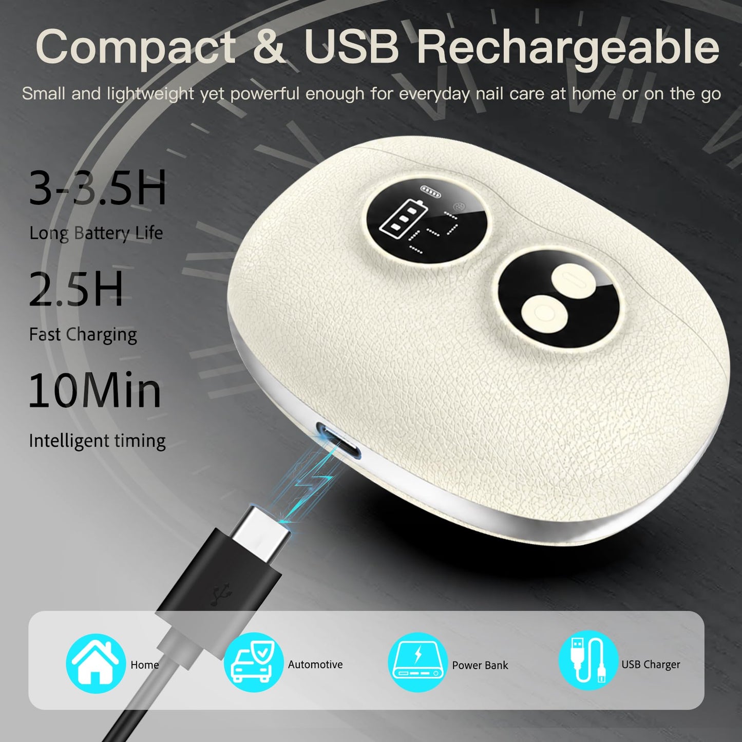 Yionkin Electric Nail Clipper, 3 in 1 Electric Nail Clippers with Interchangeable Heads, Built-in Magnifier, Dual Polishing Modes, LCD Display, Debris Storage, for Seniors, Adults, Kids