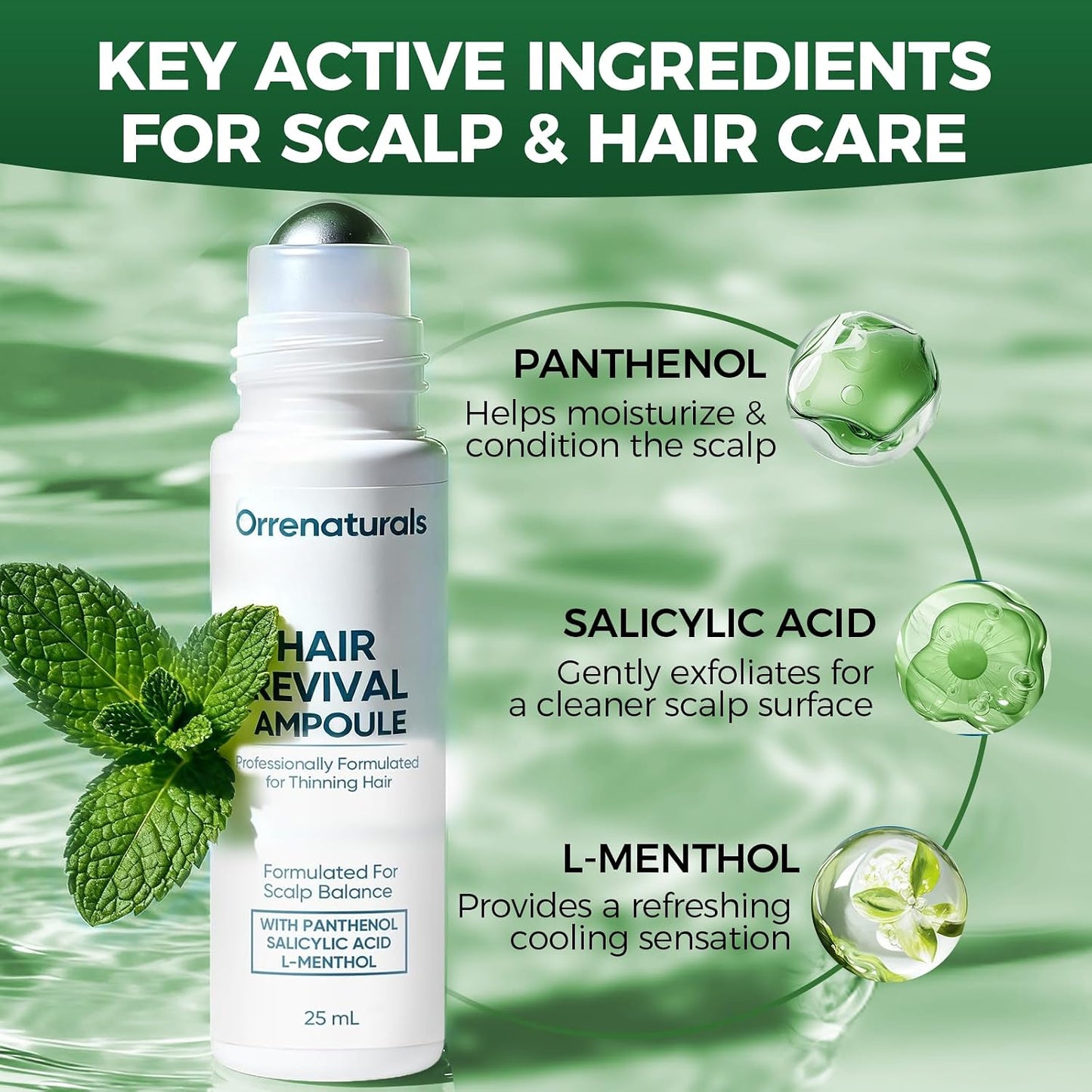 Hair Revival Serum - Orrenaturals Hair Growth Ampoule for Thicker, Stronger Hair | 1 Count