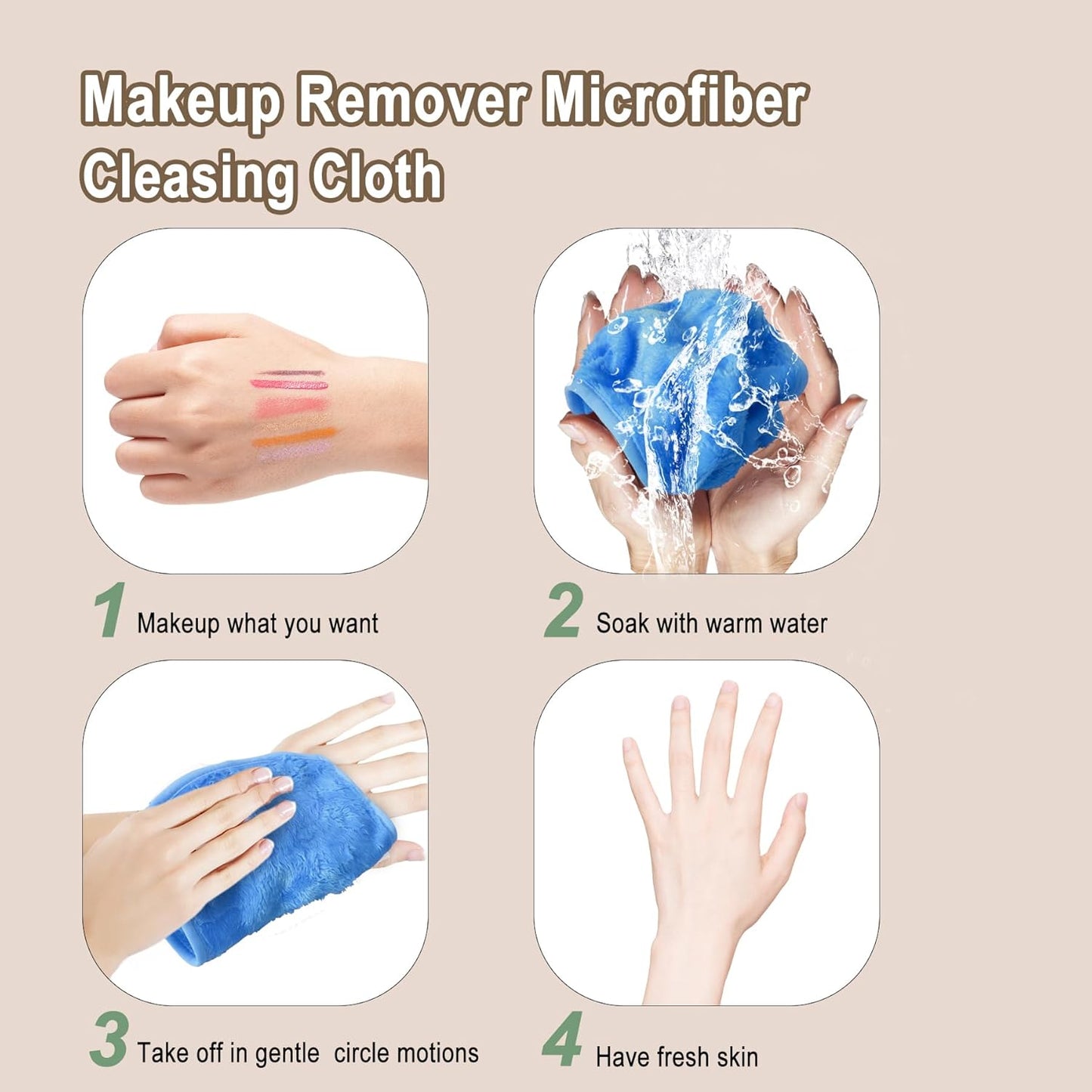 KODAMO Reusable Makeup Remover Cloths - Soft Microfiber Pads for Gentle Cleansing | 12 Pack with Mesh Bag