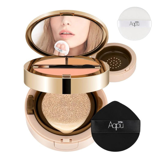 Cushion Foundation - 4-in-1 Triple Layer Korean Makeup | Easy Application for All Skin Types - #01 Ivory