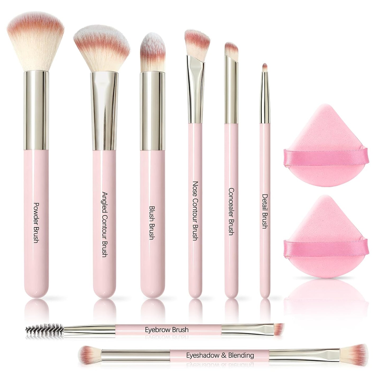 Makeup Brush Set - Premium Synthetic Brushes with 2 Puffs | 8-Piece Kit for Powder, Concealers, Eyeshadows, Blush - Perfect for Beginners & Travel (Purple)