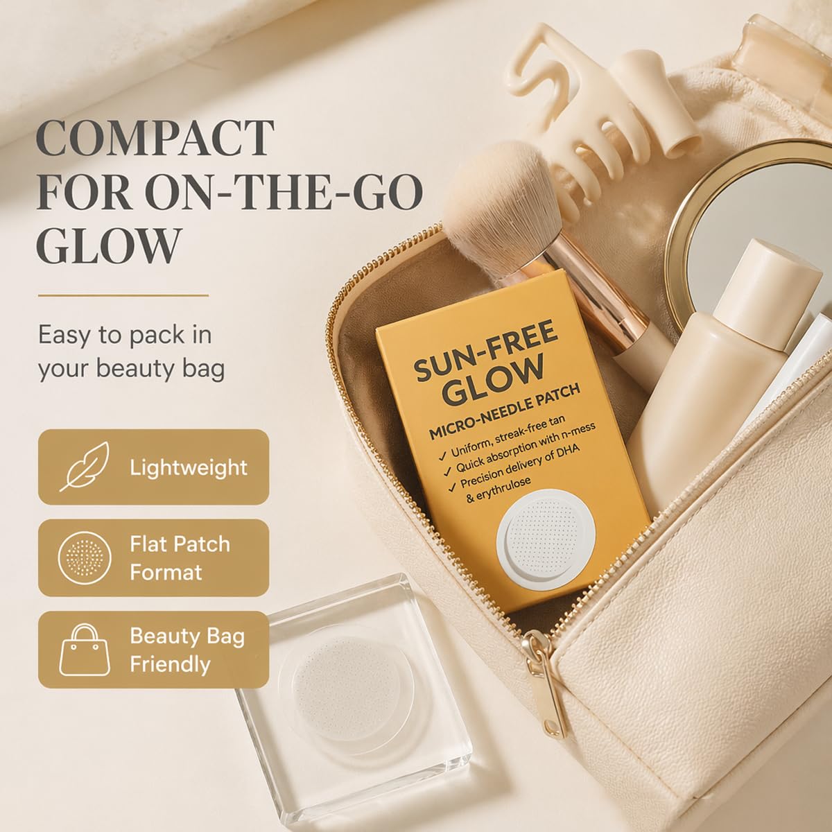 PurevLab Sun-Free Glow Patch for Women & Men, Round Micro-Tip Self Tanning Patches for Natural Bronzed Skin, Peel and Place Beauty Tabs for Daily Routine, No-Mess Travel-Friendly Tan Patch, 2 Boxes