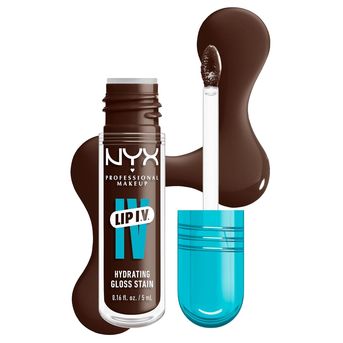 NYX Lip IV Hydrating Glossy Lip Stain - Long-Lasting Vegan Formula with 12 HR Hydration | Mocha Me Wet (Brown)