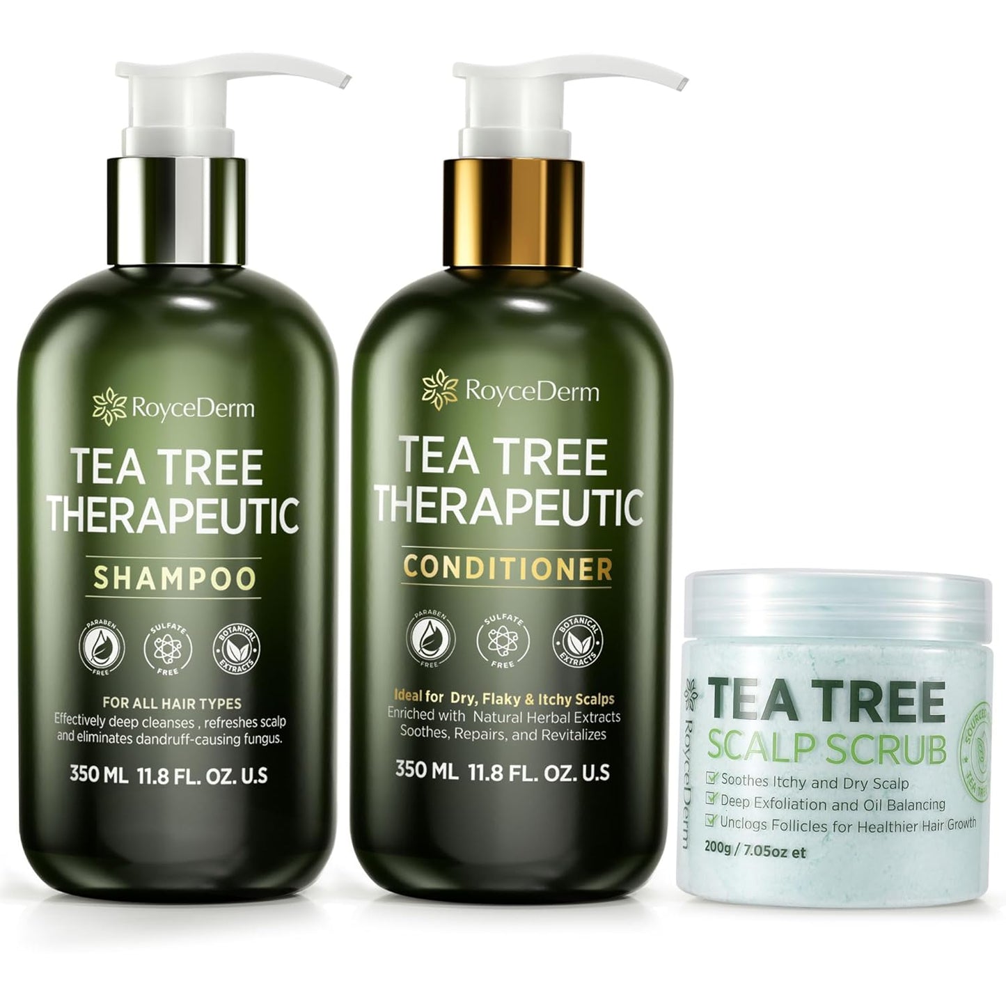 Tea Tree Shampoo - Anti-Dandruff Scalp Care for Dry, Itchy Hair | Paraben & Sulfate Free, 2 Pack