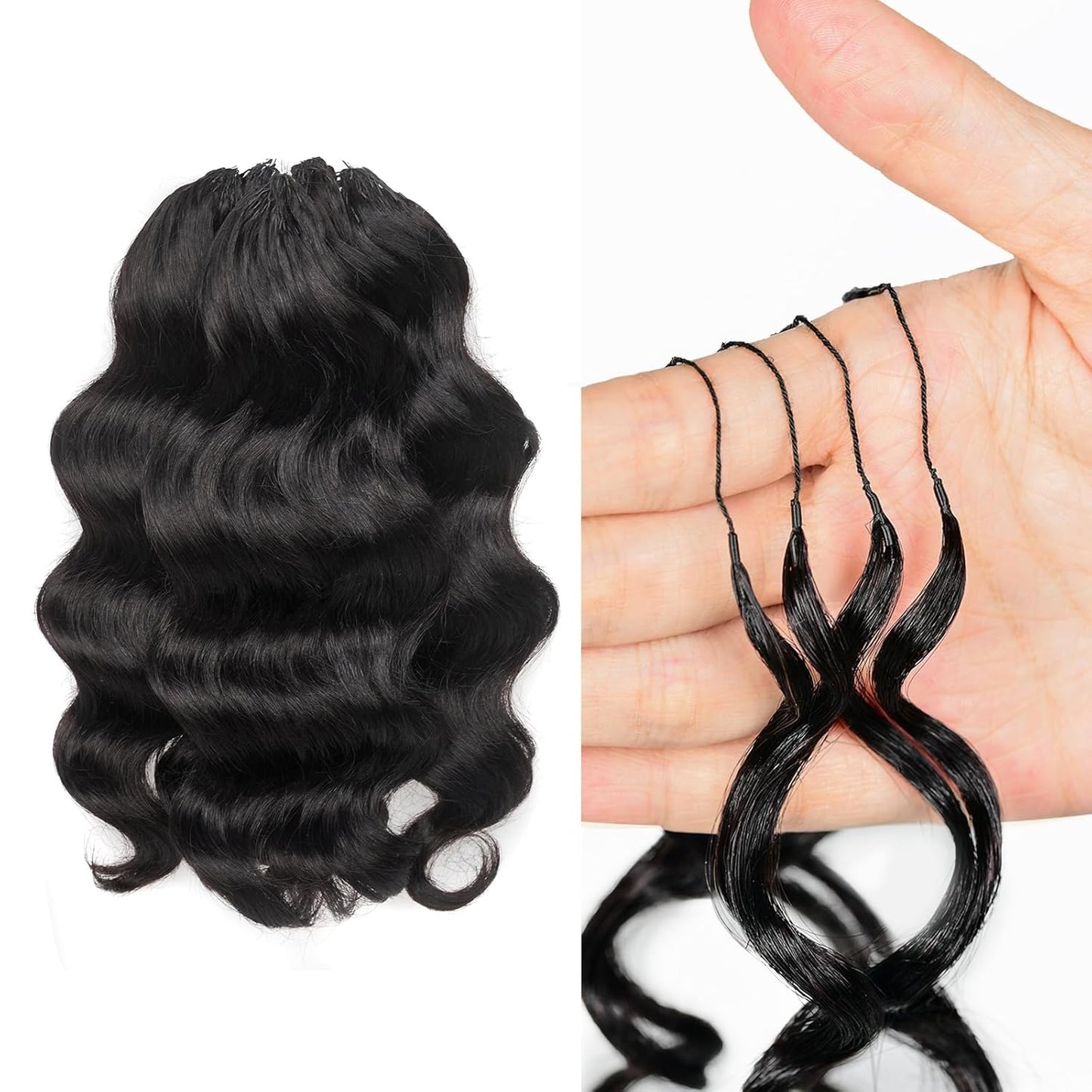ToyoTress Ocean Wave Crochet Hair - 10 Inch Invisible Knotless Deep Curly Braiding Hair | Natural Color, 250G