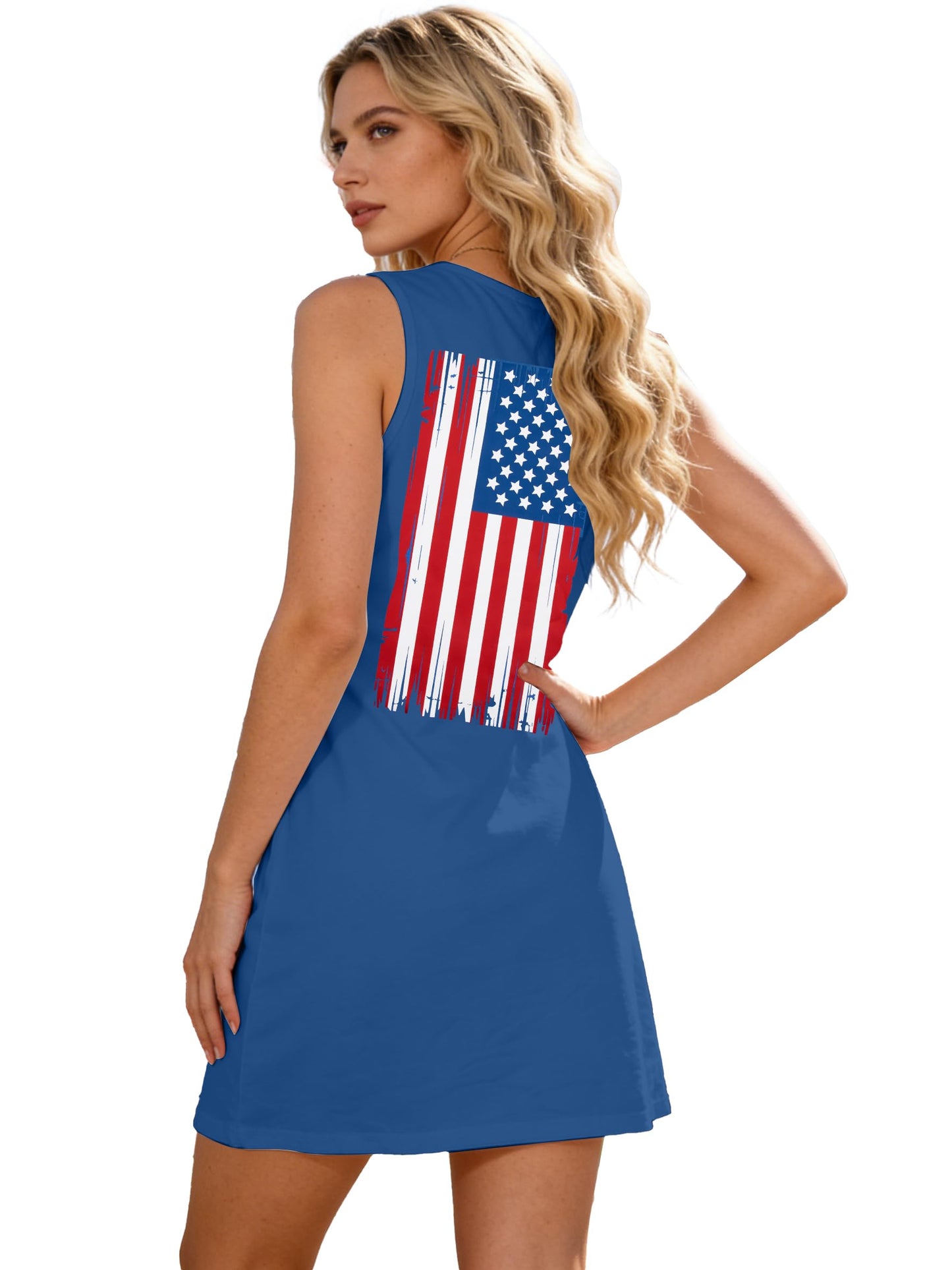 FLOYU 4th of July Dresses for Women Fourth of July Outfit 250 Years Anniversary Dress V Neck American Flag Sundresses