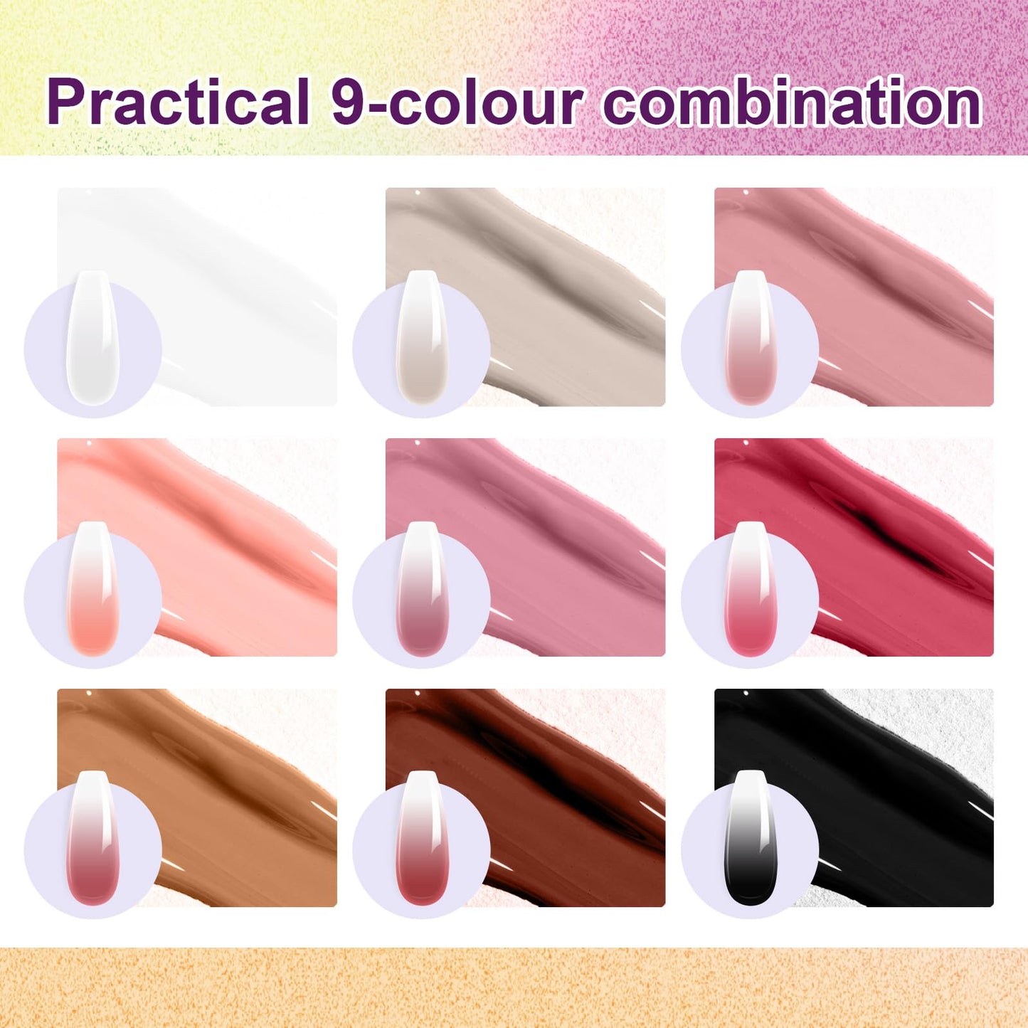 U-Shinein Gradient Painting Gel, 9 Colors Ombre Gel Nail Polish Nude Pink Almond Black&White for Pigment Pat Nails Nude Pink Almond Aura Nails, French Manicure DIY Nail Art Nude Rose Chroma