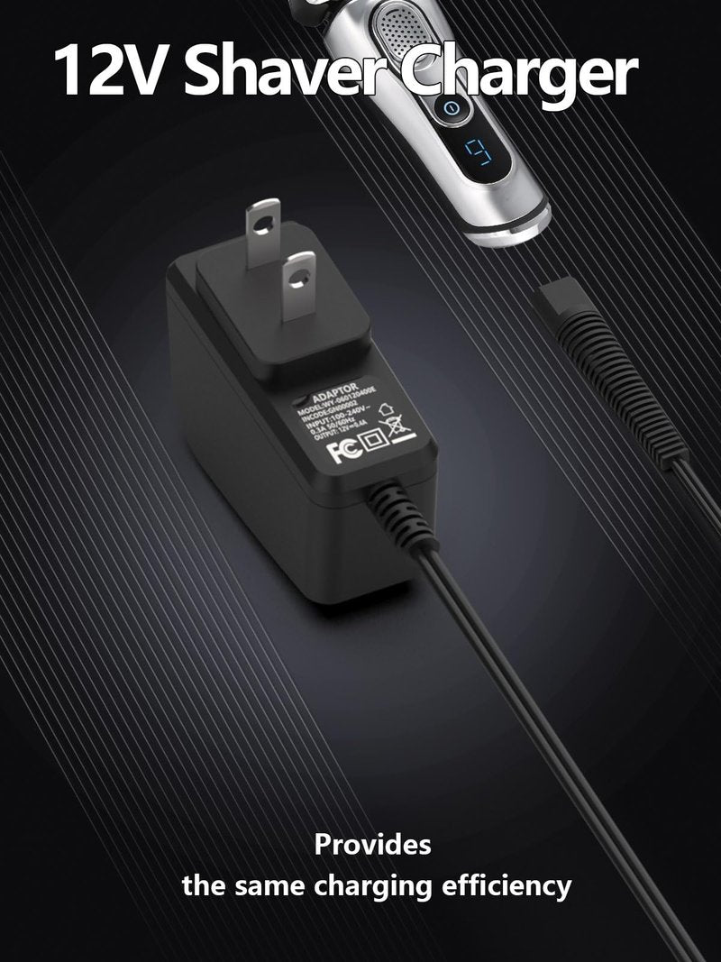12V Shaver Charger Compatible with Braun Shaver Series 9 8 7 6 5 3 1 3040s 340s 5018s 7020s 370 390cc 720 760cc 790cc 7865cc 9095cc S9 S7 S5 Pro, Power Replacement for Braun Electric Razor Adapter