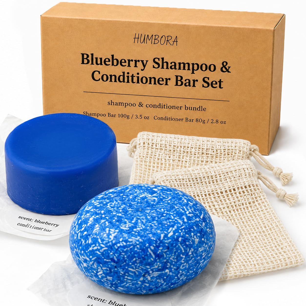 Blueberry Field Shampoo and Conditioner Bar Set, Solid Shampoo and Conditioner Bars for Women, Blueberry Scent Hair Care Bars, Moisturizing Bar Shampoo for Dry Frizzy Hair, Travel Friendly