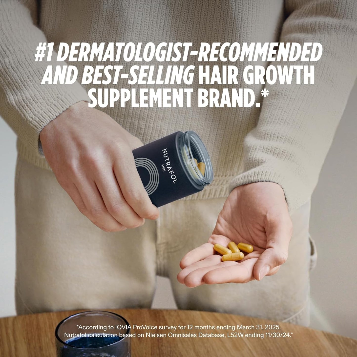 Nutrafol Men's Hair Growth Supplements - Clinically Tested for Thicker Hair | 1 Month Supply, Refill Pouch