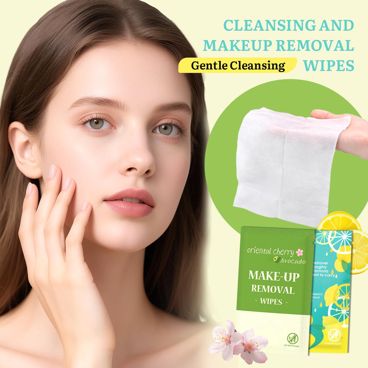 64 Pcs Individual Makeup Remover Wipes Kind to Skin,Hydrating Make Up Remover Wipes for Face,Makeup Wipes for Women Gentle Facial Cleansing Towelettes for Travel Face Wipes