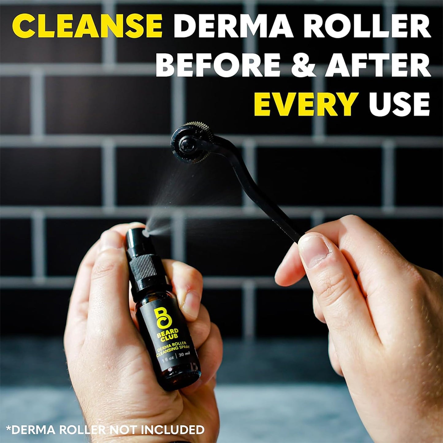 The Beard Club Derma Roller Cleansing Spray - Clean and Prolong Derma Roller & Beard Roller Life - 1oz