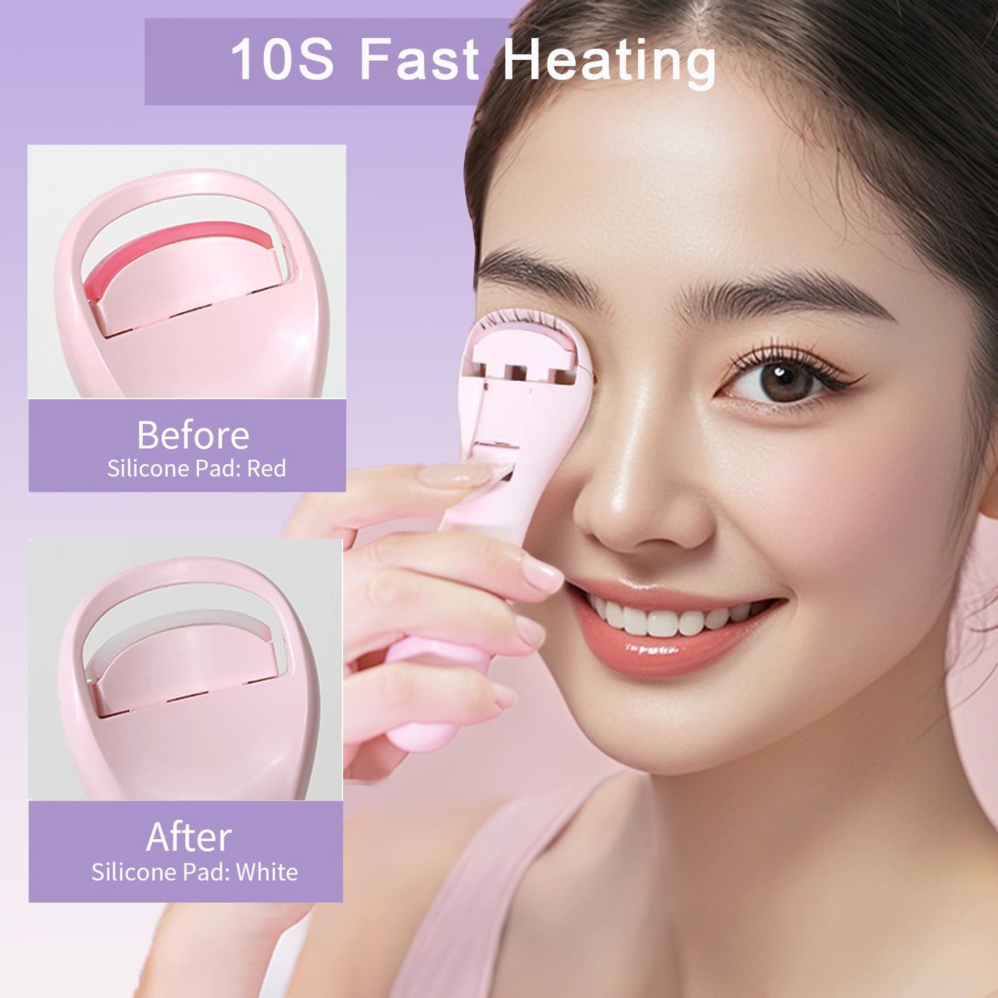 Heated Eyelash Curlers Rechargeable Electric Eyelash Curler with Dual-Arc Design & 3 Adjustable Temperature
