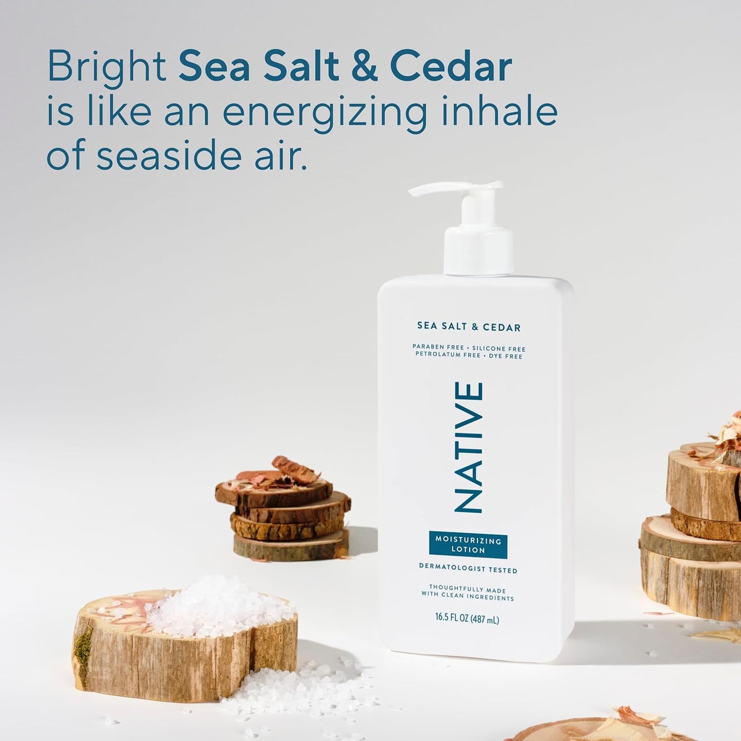 Native Body Lotion - Sea Salt & Cedar | 48-Hour Hydration for Dry Skin, 16.5 fl oz