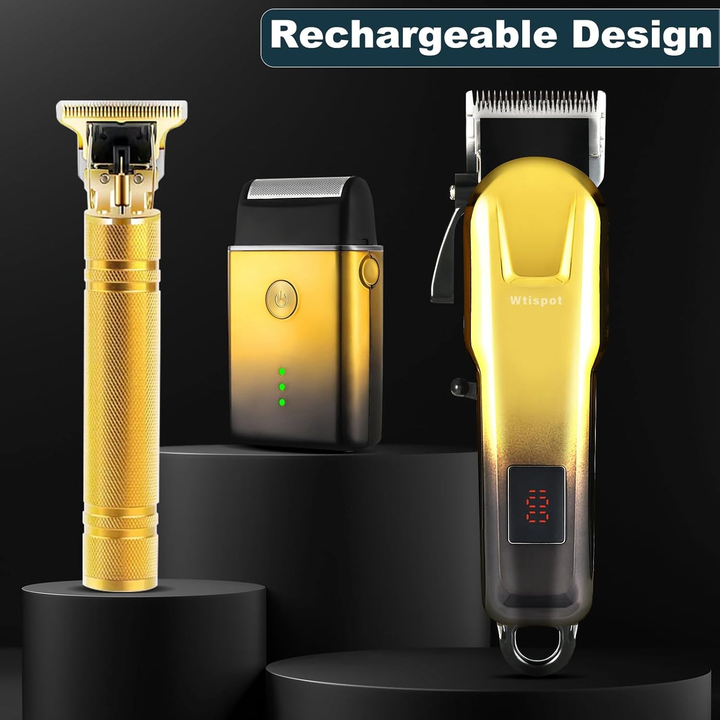 Hair Clippers Set for Men - Professional Cordless Trimmer with LED Display | Beard Shaver & Hair Cutting Machine