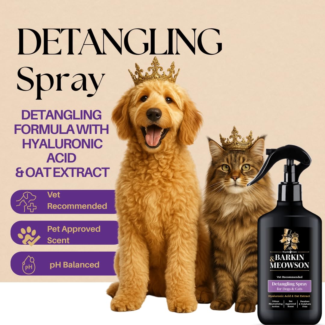 Barkin & Meowson Detangling Spray for Dogs & Cats 350ml / 11.83 fl.oz - Oat Extract, Pet-Friendly Scent