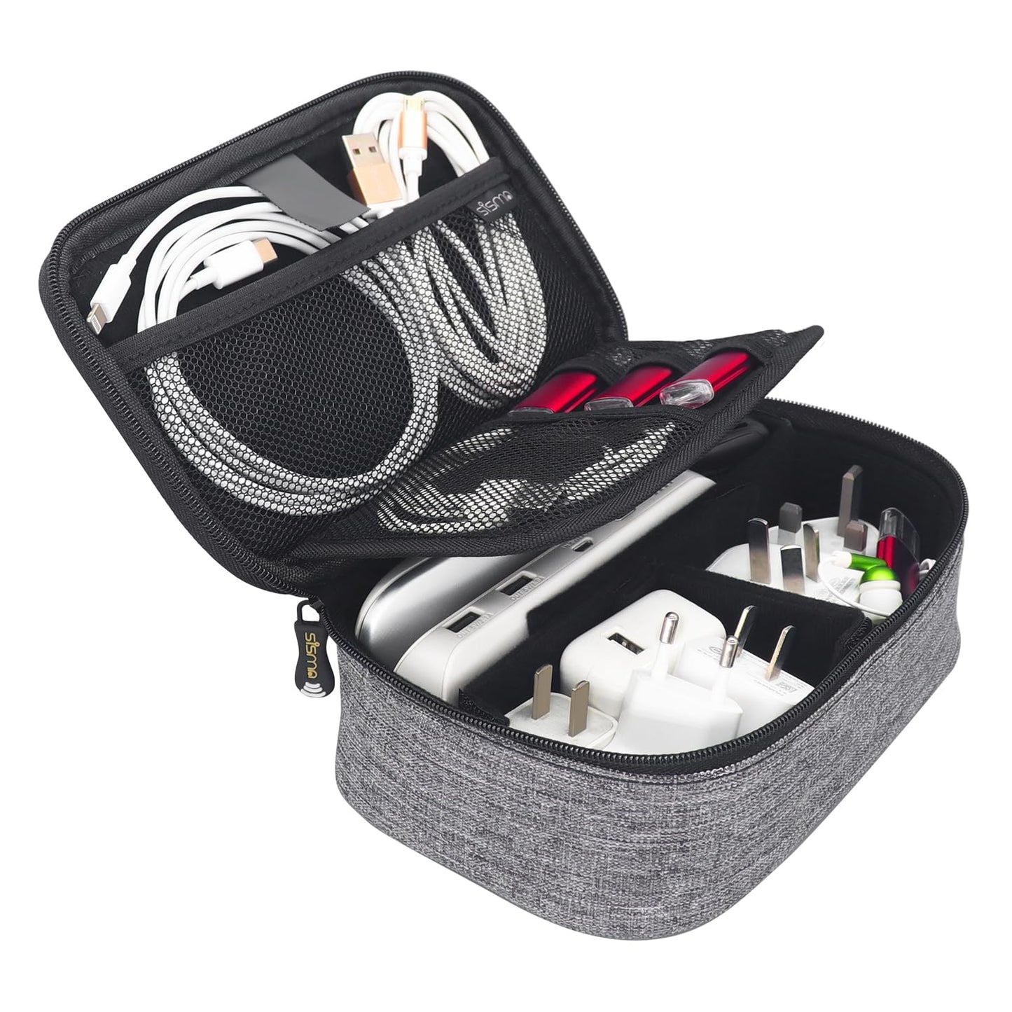 Sisma Travel Cords Organizer Universal Small Electronic Accessories Carrying Bag for Cables Adapter USB Sticks Leads Memory Cards