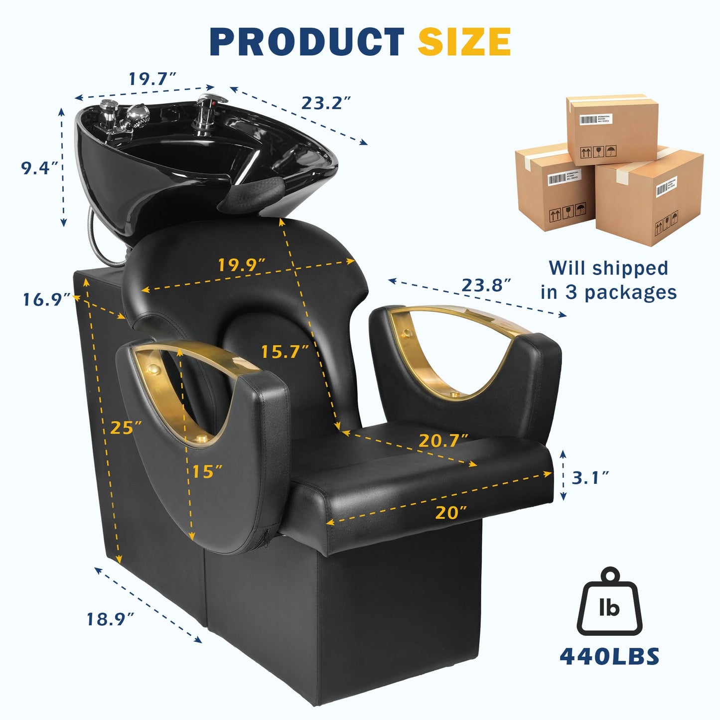 ROWIEP Backwash Shampoo Station Chair for Salon, Adjustable Porcelain Ceramic Hair Wash Bowl, Shampoo Bowl for Spa Beauty Hair Salon Home Equipment