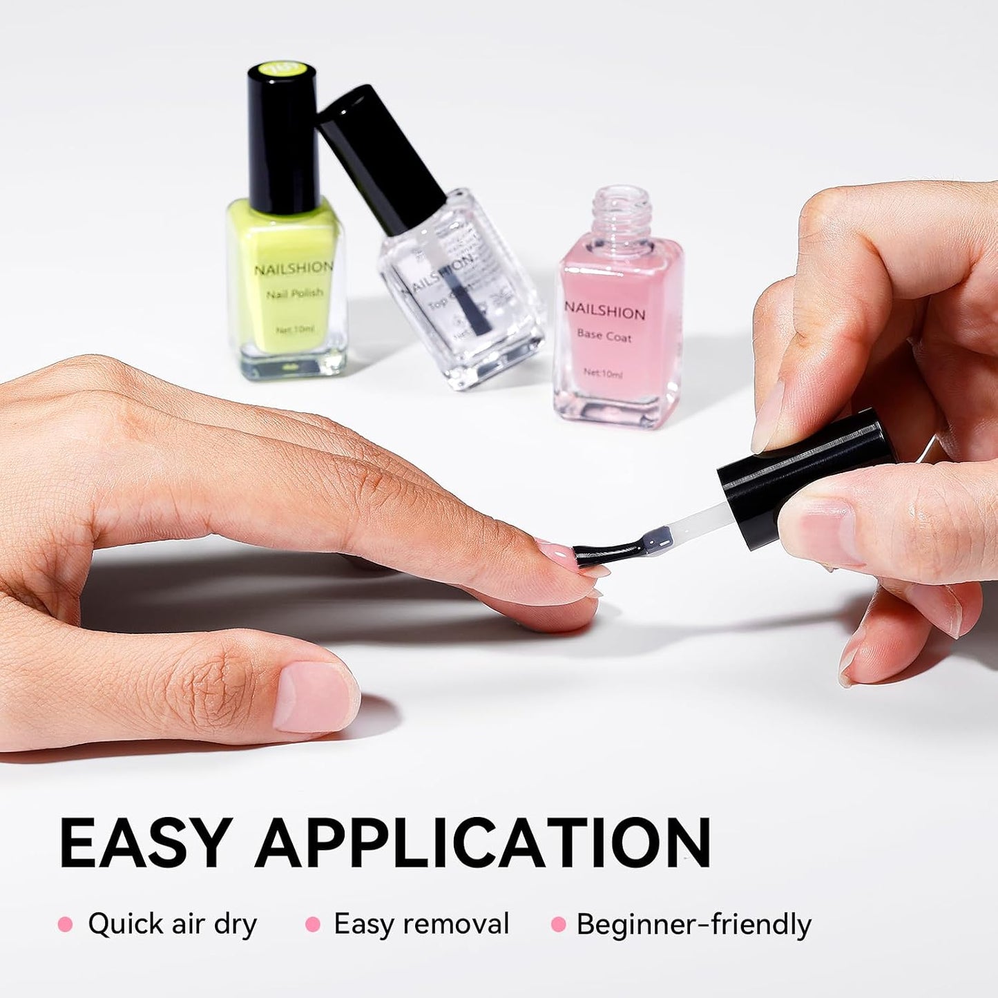 Clear Top Coat & Sheer Pink Base Coat Nail Polish Set - Strengthening Anti-Chip Formula, Quick Dry, Salon Quality