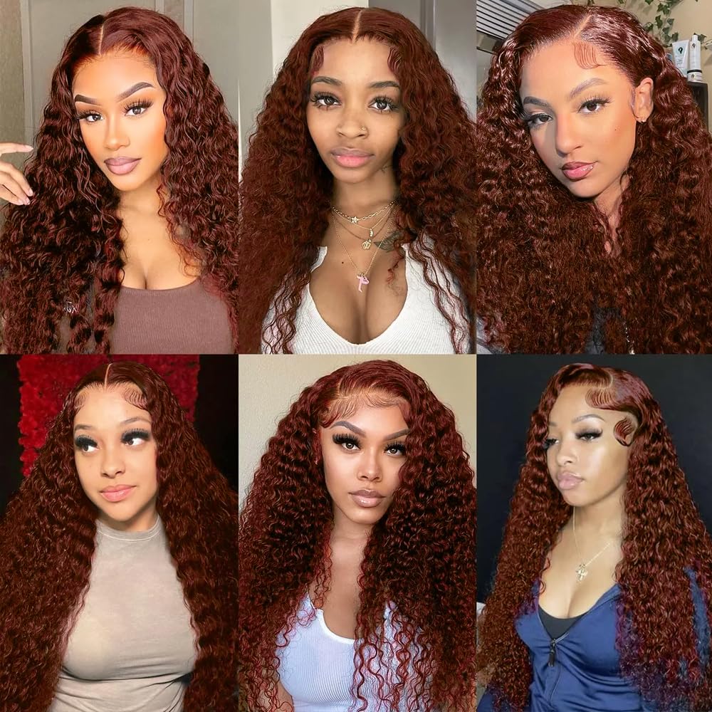 330g Reddish Brown Curly Human Hair Bundles Copper Red Kinky Curly 3 Bundles 20 22 24 inch Brazilian Unprocessed Virgin Hair Color #33 Human Hair Bundle