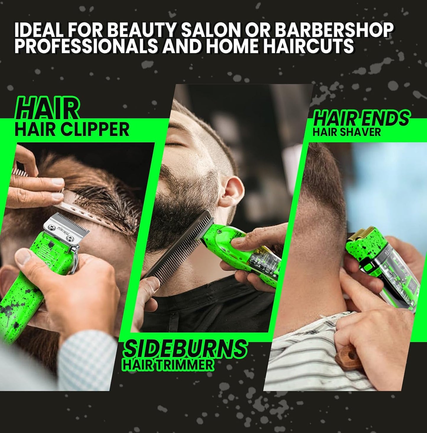 DSP Hair Clipper Set - Professional Rechargeable Trimmer & Shaver Kit for Men | Travel Case, LED Display, Green