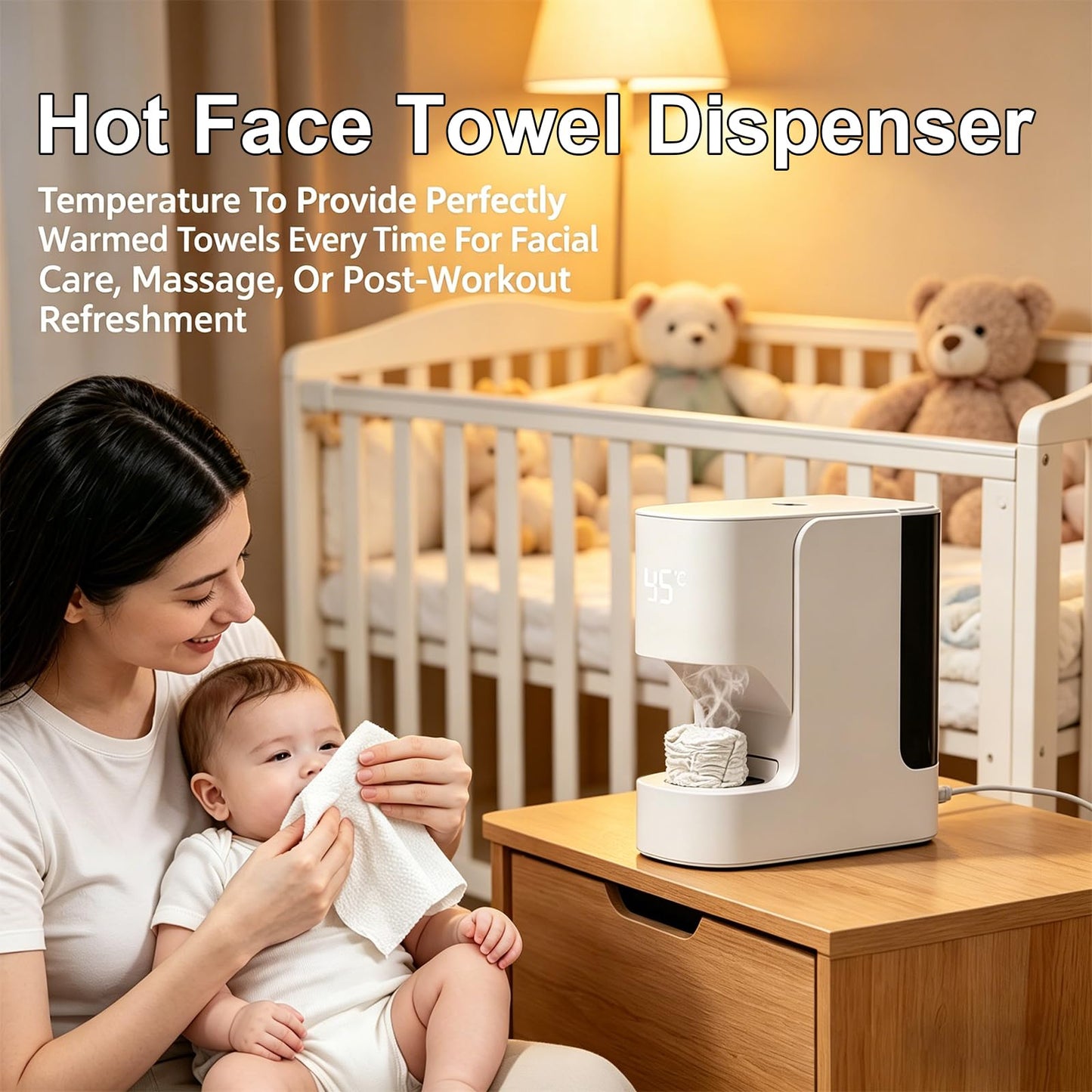 Hot Face Towel Heater Machine, Hot Towel Dispenser Automatic Towel Warmer 55°C Constant Temperature, 20 Compressed Towels Smart Voice Alerts, Towel Warmers for Bathroom Home Spa (Machine+3 Towel)