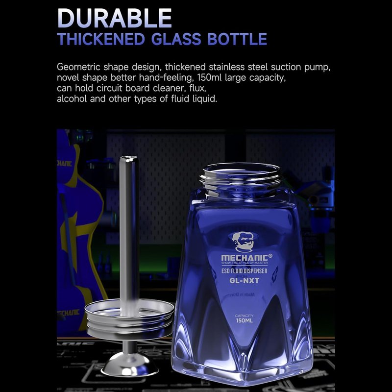 Glass Push Down Pump Dispenser Bottle - 5 Oz | Ideal for Nail Polish, Makeup Remover & Cleaning Solutions