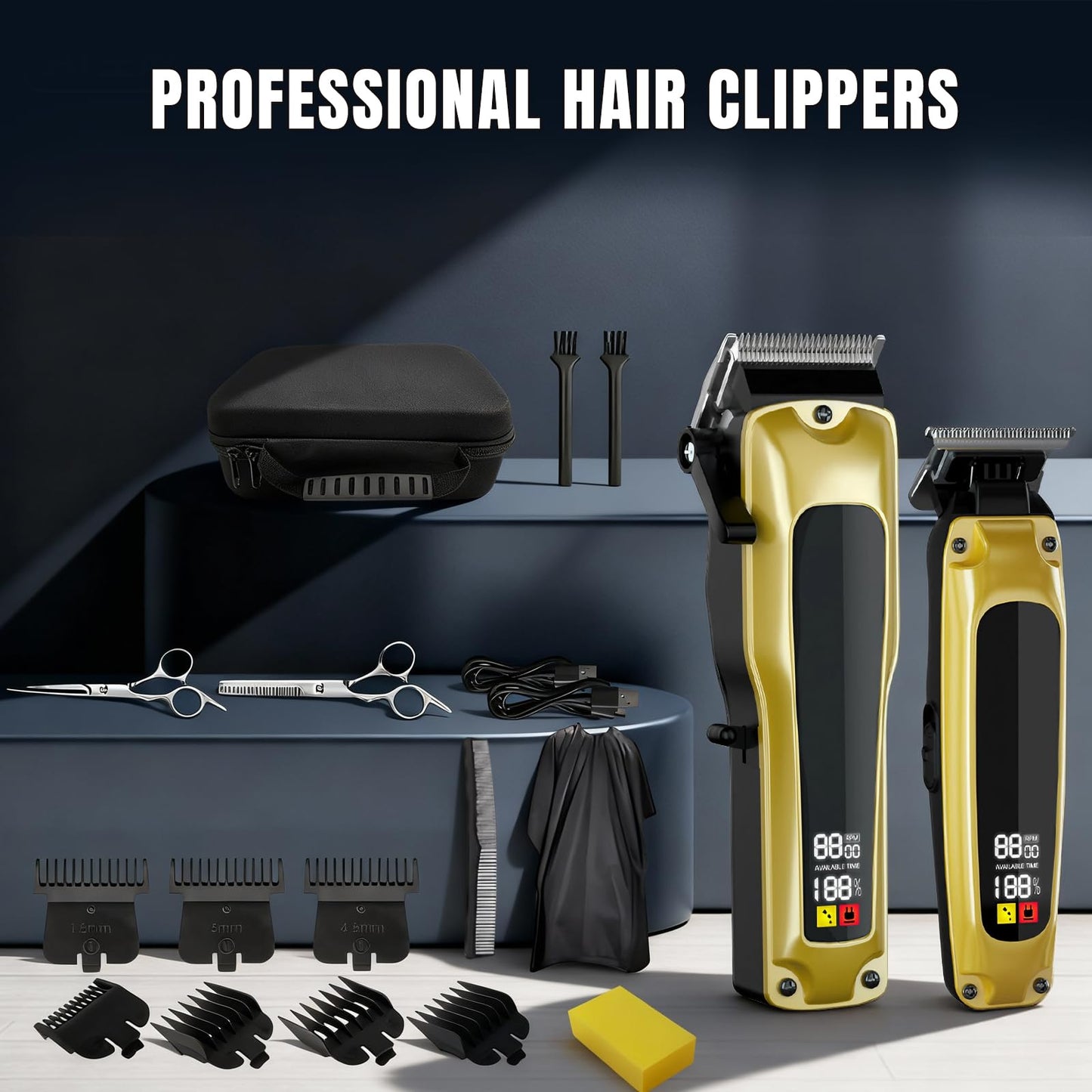 ZLILUGL Hair Clippers for Men Professional, Cordless Clippers for Hair Cutting, Zero Gap Trimmer, Mens Clippers and Trimmers Set, Hair Clipper Set &Barber Kit with Case, Scissors and Apron, Mens Gifts