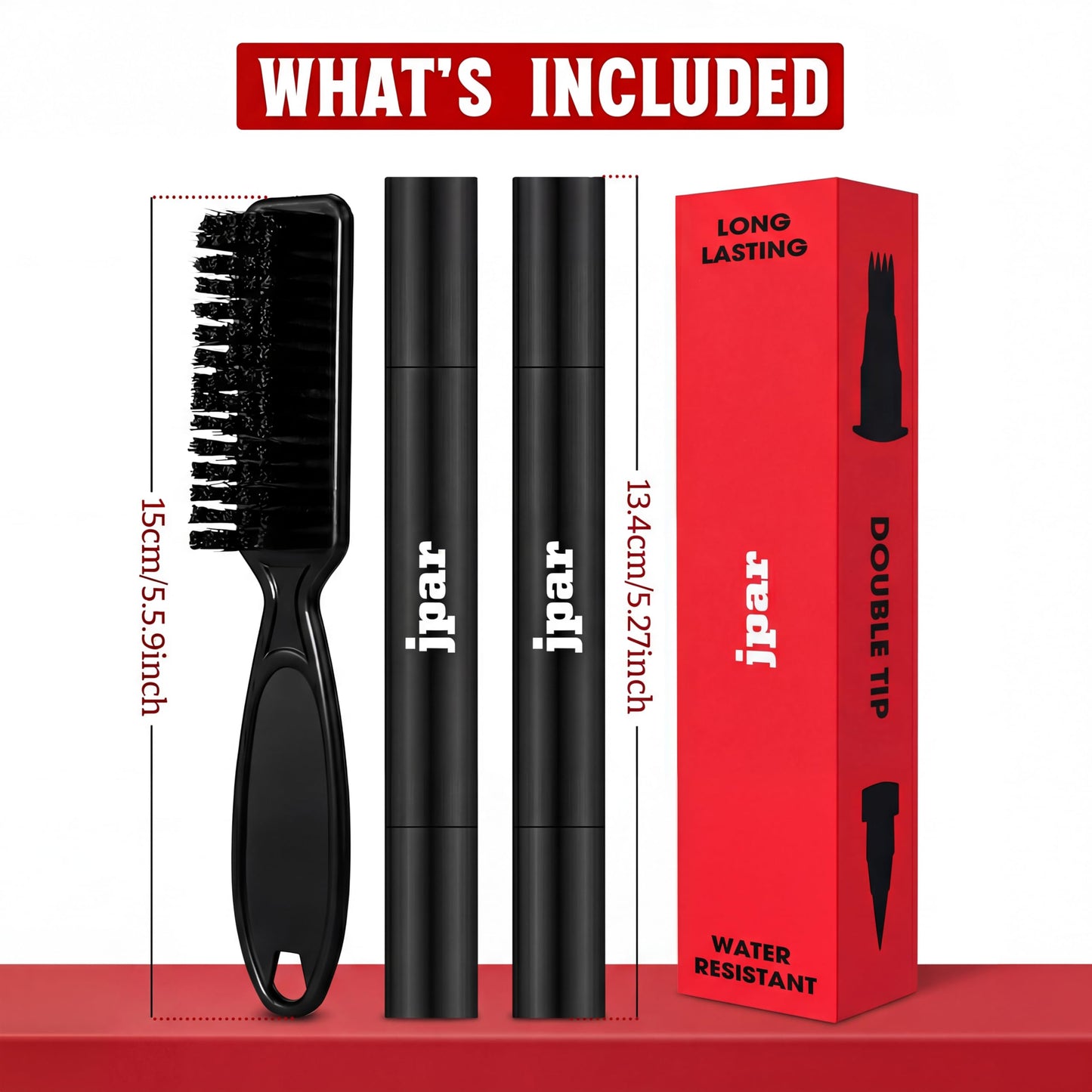 2 Pack - Black Beard Pencil Filler for Men - Waterproof Beard Pen Kit with Brush - Dual Tip Beard Filling Pen for Patches, Hairline & Mustache - Natural Look, Long Lasting Beard Grooming Tool