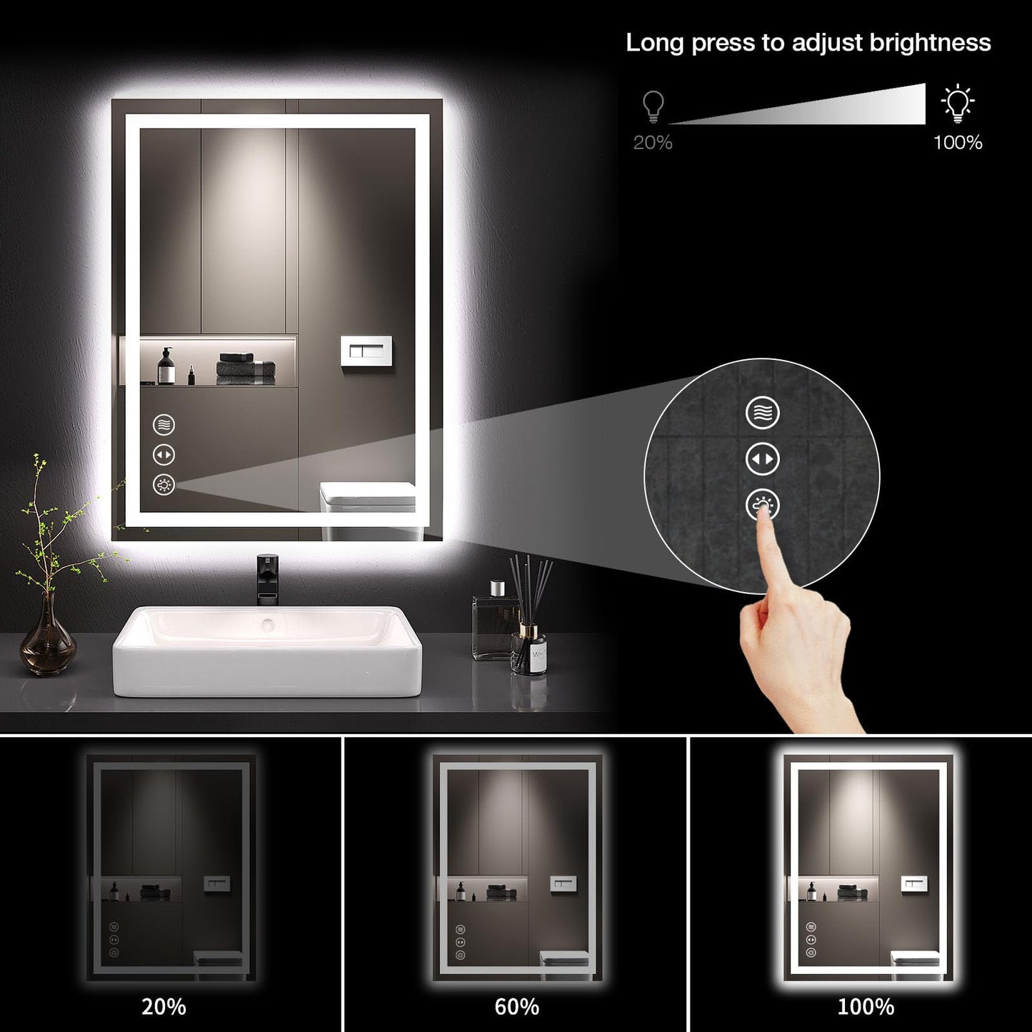 LOAAO 24"X32" LED Bathroom Mirror with Lights