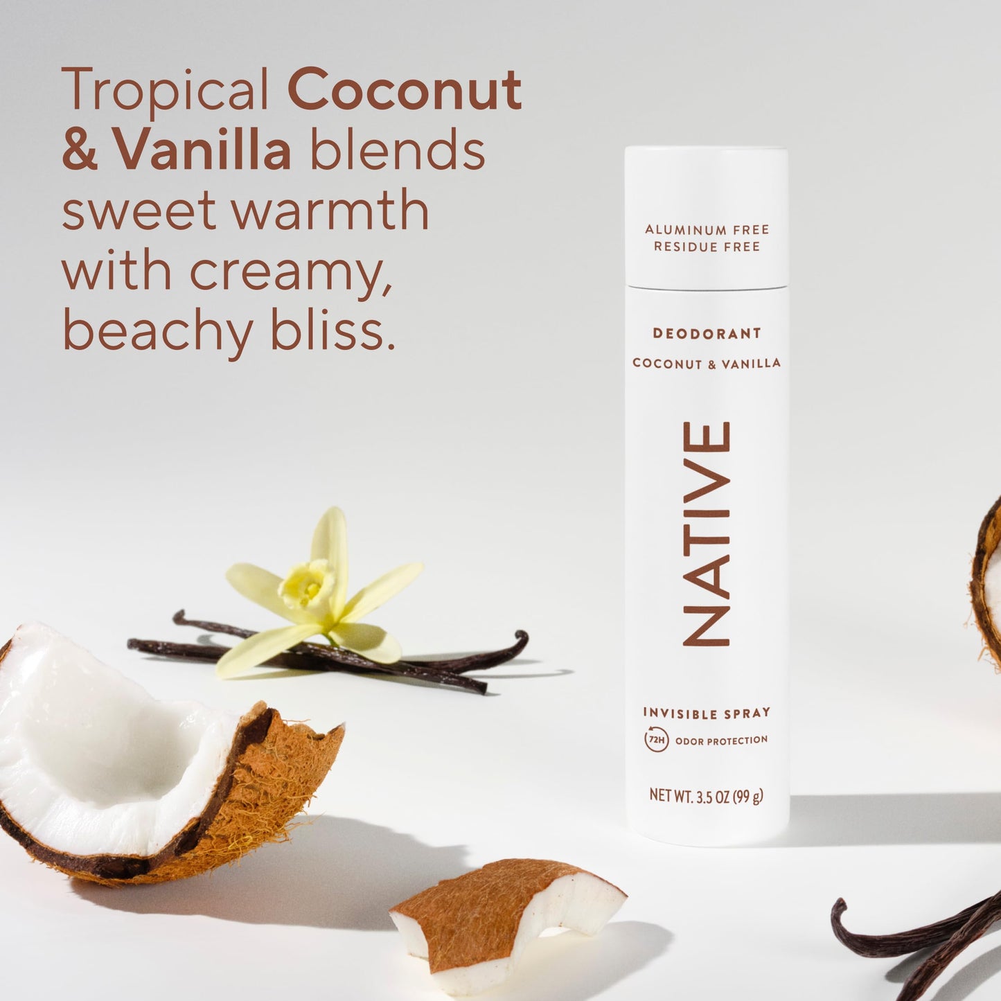 Native Deodorant & Body Spray, Coconut & Vanilla TWIN PACK, 72-Hour Odor Protection for Underarms & Body, Aluminum Free, Quick Drying, 2x3.5 oz