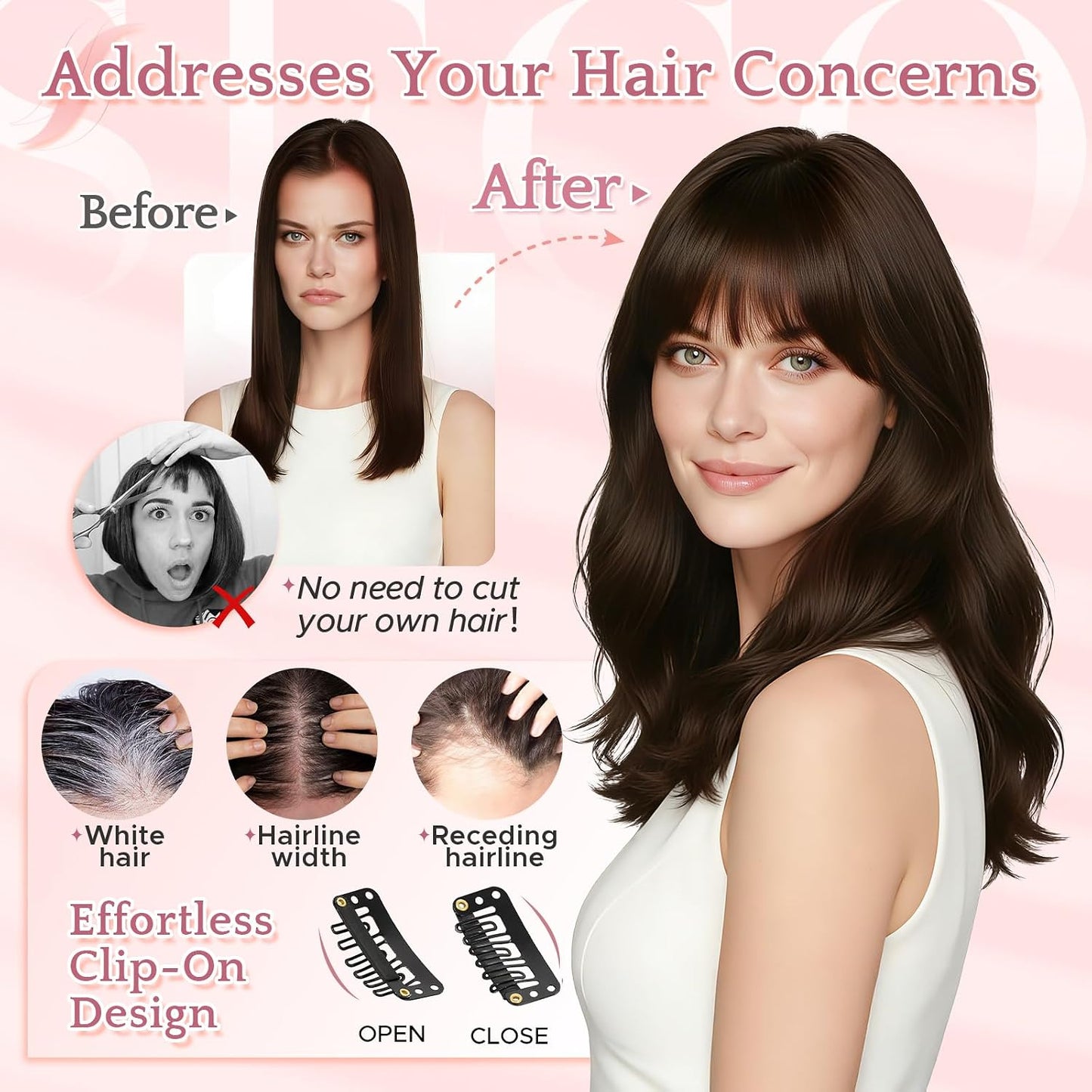 Human Hair Topper for Women - Lace Clip-In Hairpiece for Thinning Hair | Volume Boosting, 11 Inch Natural Black