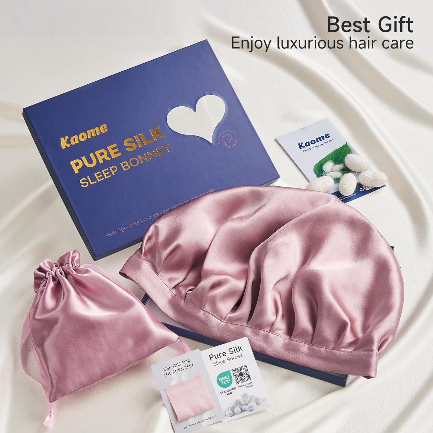 100% Mulberry Silk Bonnet for Women - 22 Momme Double Layer Non-Slip Sleep Cap | Adjustable Hair Wrap
