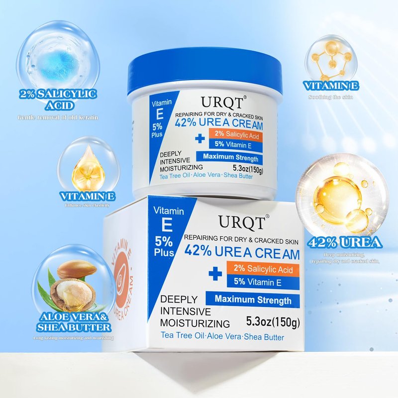 Urea Cream for Dry & Cracked Skin - 42% Moisturizer with Salicylic Acid, Vitamin E & Aloe Vera | Foot & Hand Repair Cream