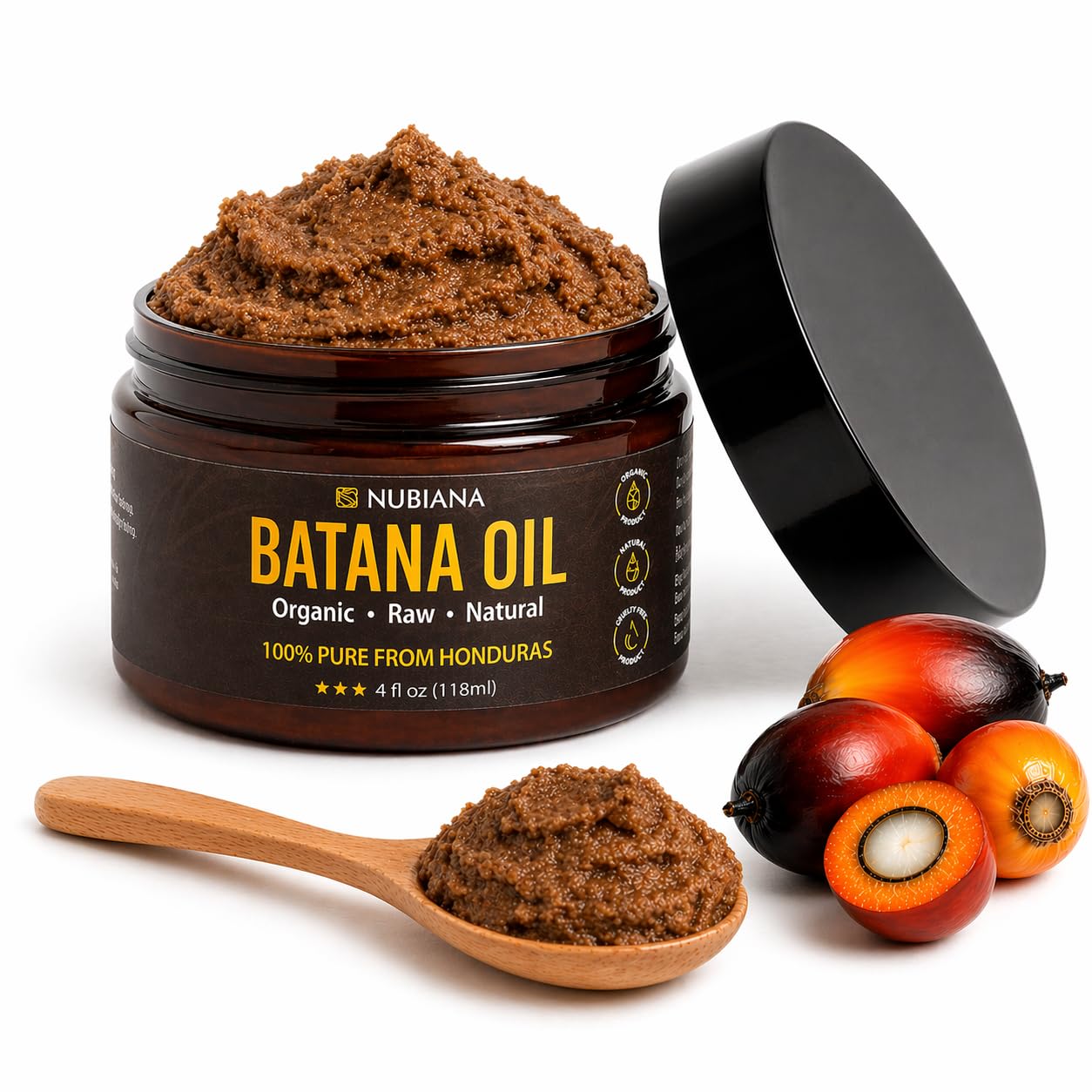 Nubiana 100% Raw Organic Batana Oil Paste - Unrefined Hair Growth Treatment | 4 oz (118ml) for Scalp & Dry Hair