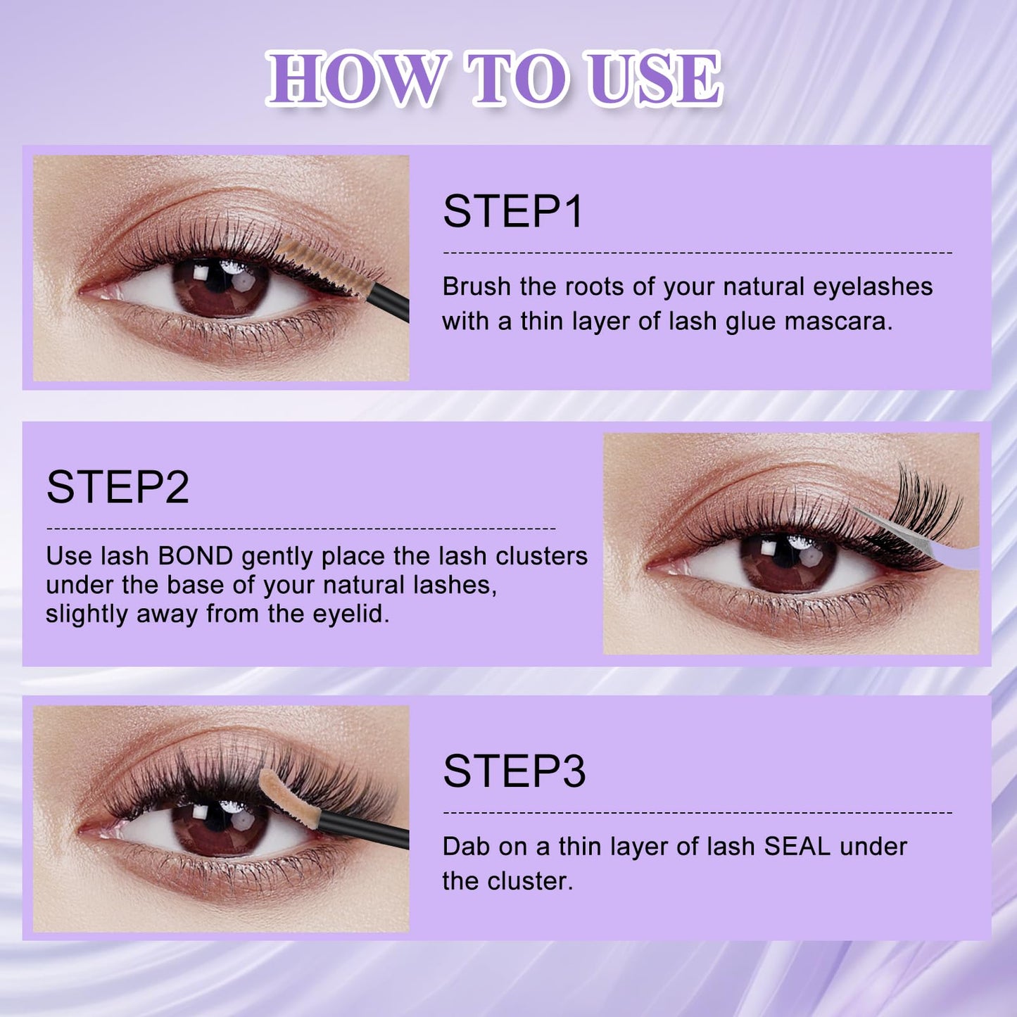 WENDY LASHES Brown Lash Cluster Glue, Lash Bond and Seal Waterproof, Quick-Dry Long-Lasting 72H Eyelash Glue for Clusters, Eyelash Adhesive, More Natural, More Solid, and More Gentle - 12ml