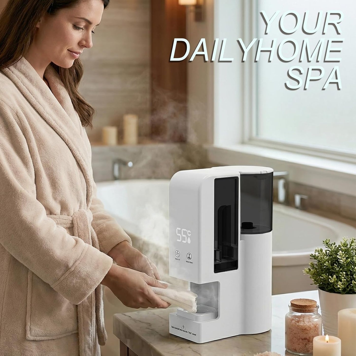 Face Towel Heater Machine - 5-Second Fast Automatic Warmer | 55℃ for Home Spa & Facial Treatments (Includes 80 Towels)